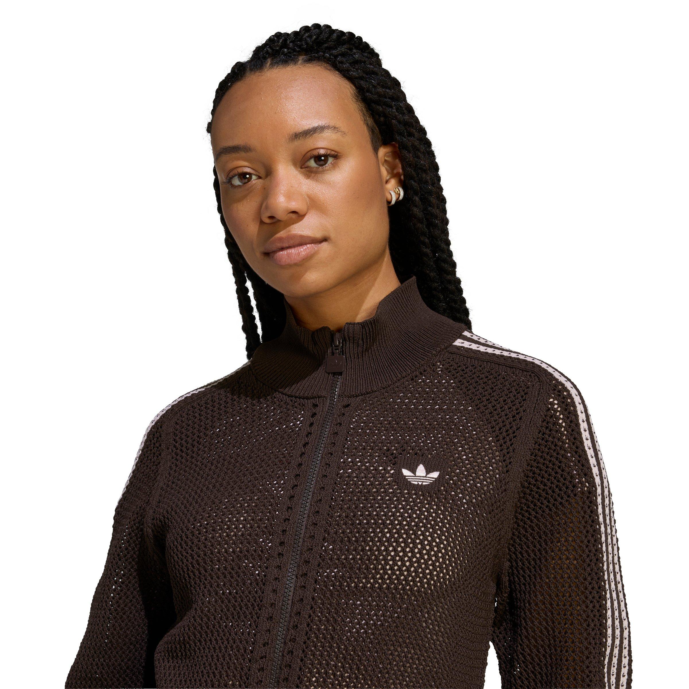 adidas Originals Women's Knitted Crochet Firebird Track Jacket - Brown - BROWN Thumbnail View 3