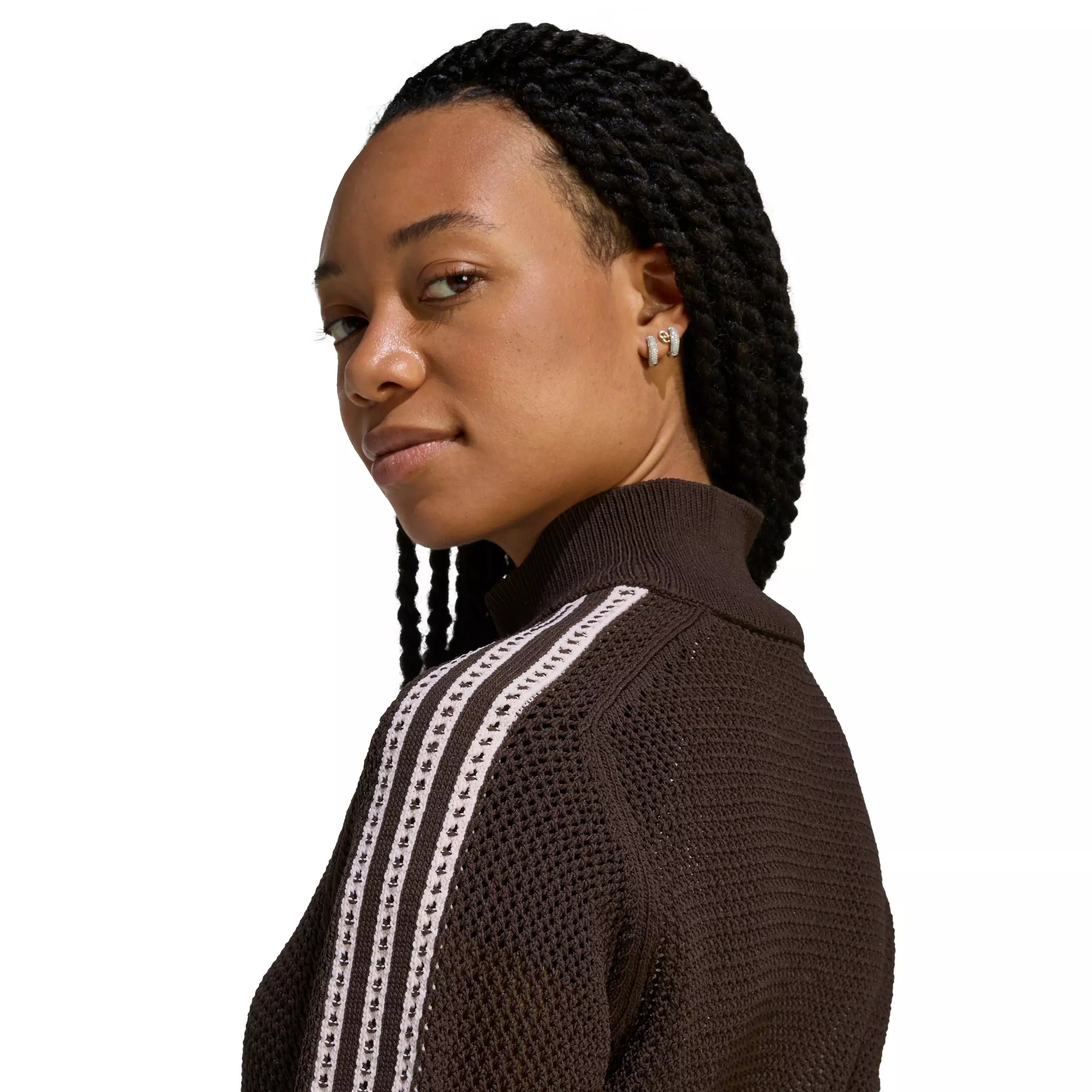 adidas Originals Women's Knitted Crochet Firebird Track Jacket - Brown - BROWN