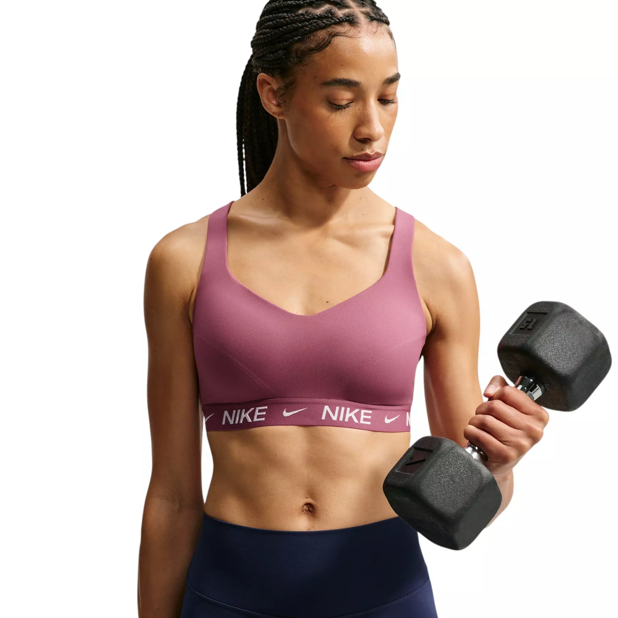 Nike Women's Indy High Support Padded Adjustable Sports Bra - Pink Smoke - PINK SMOKE