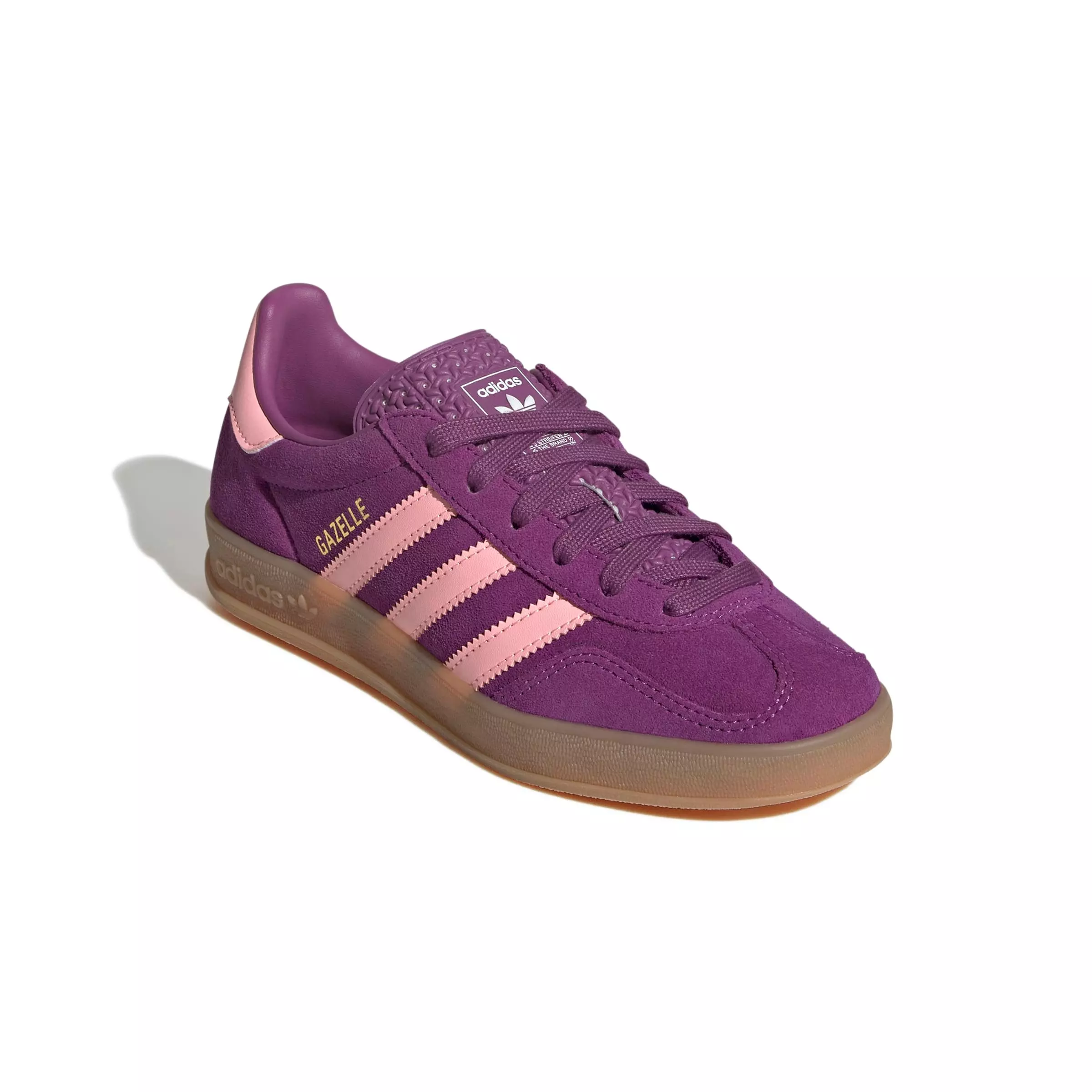 adidas Originals Gazelle "Rich Mauve/Glow Pink/Ftwr White" Grade School Girls' Shoe - MAUVE/PINK/WHITE