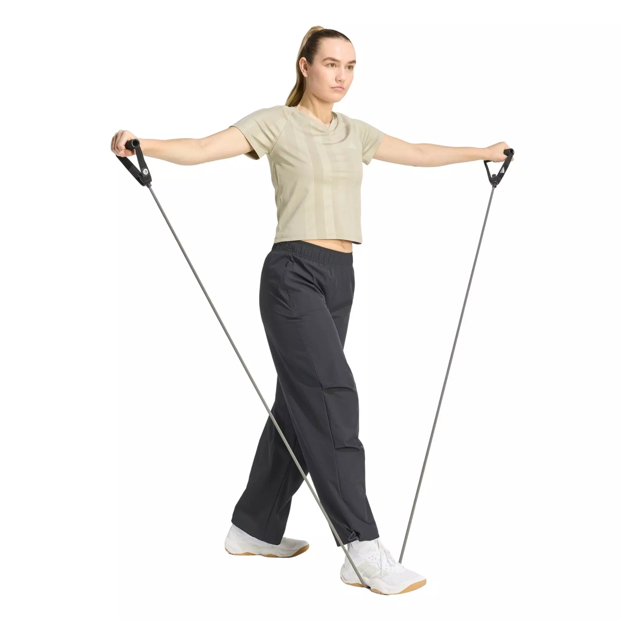 adidas Women's Hyperglam 3-Stripes Emboss T-Shirt - Khaki - KHAKI