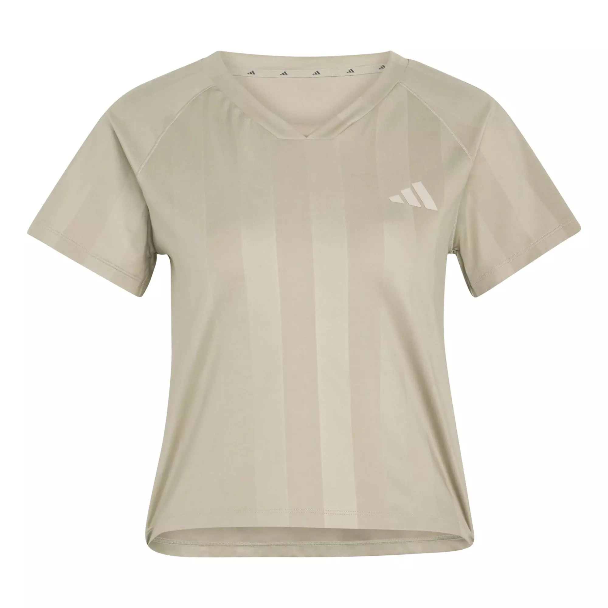 adidas Women's Hyperglam 3-Stripes Emboss T-Shirt - Khaki - KHAKI