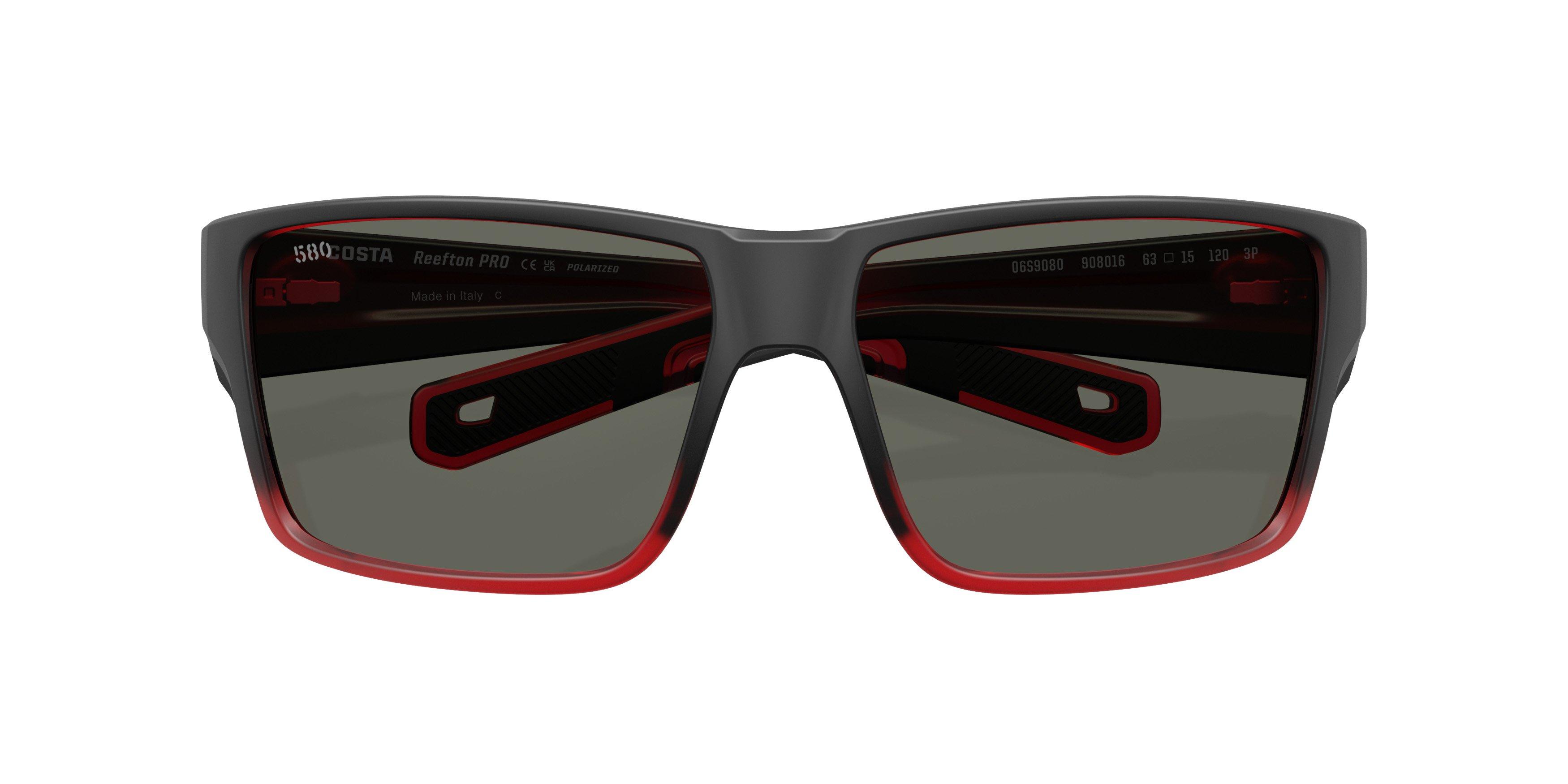Costa Del Mar Reefton Pro Grey 580G Polarized Sunglasses - Red Sky - RED/GREY Thumbnail View 7