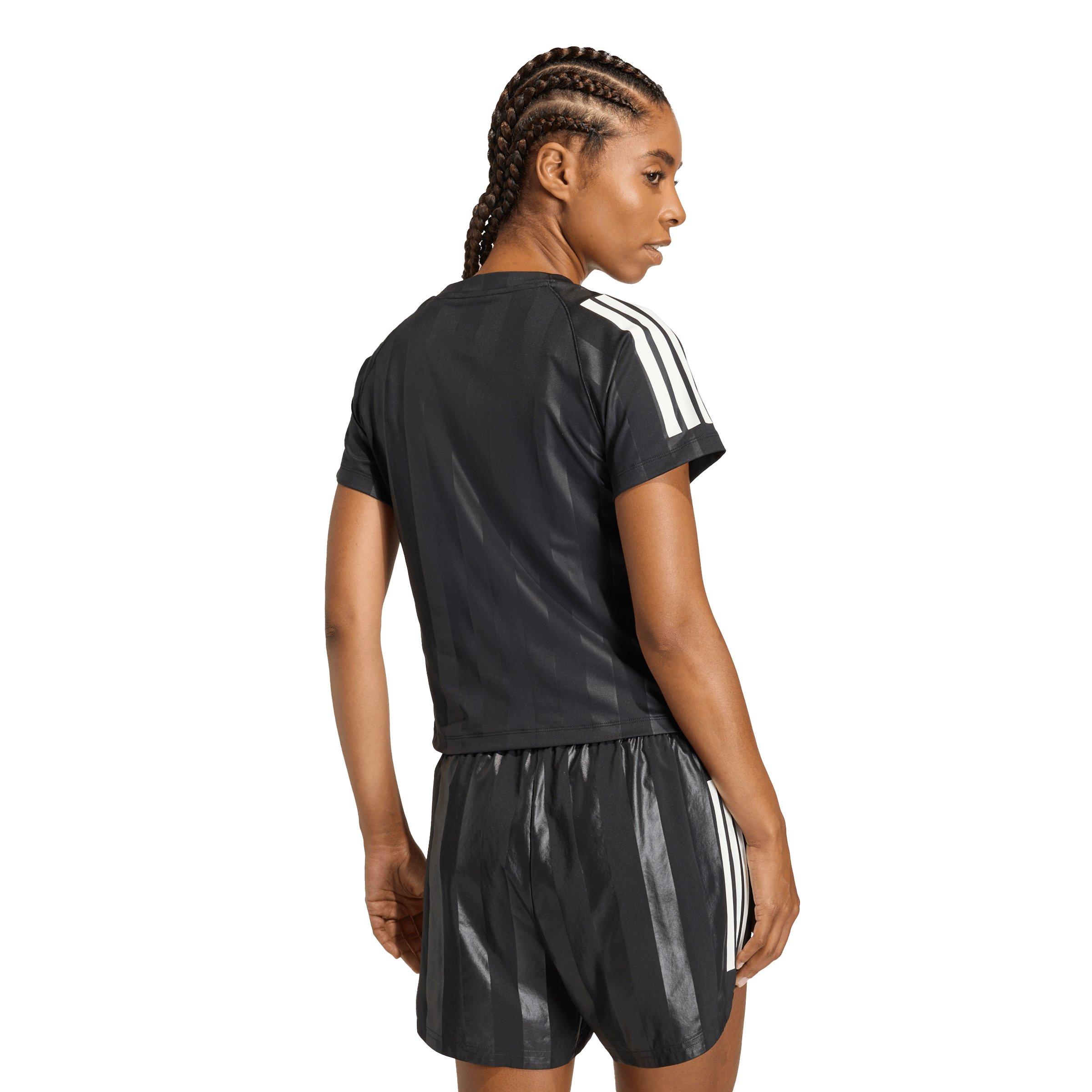 adidas Women's Hyperglam 3-Stripes Emboss T-Shirt - Black - BLACK Thumbnail View 2