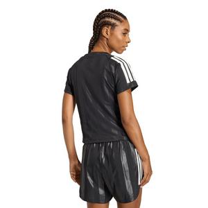 adidas Women's Hyperglam 3-Stripes Emboss T-Shirt - Black
