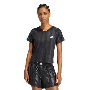 adidas Women's Hyperglam 3-Stripes Emboss T-Shirt - Black