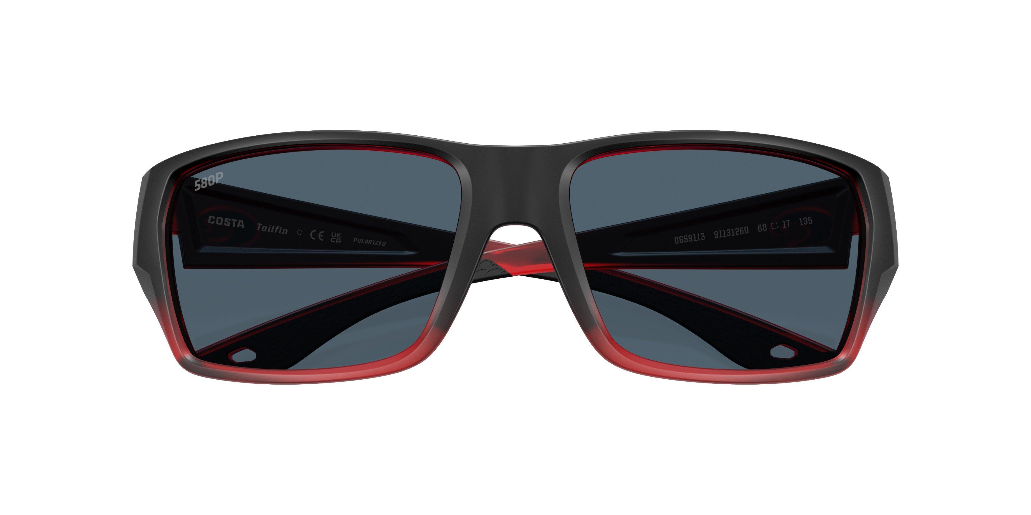 Costa Del Mar Tailfin Grey 580P Lens Polarized Sunglasses - Red Sky - RED/GREY Thumbnail View 6