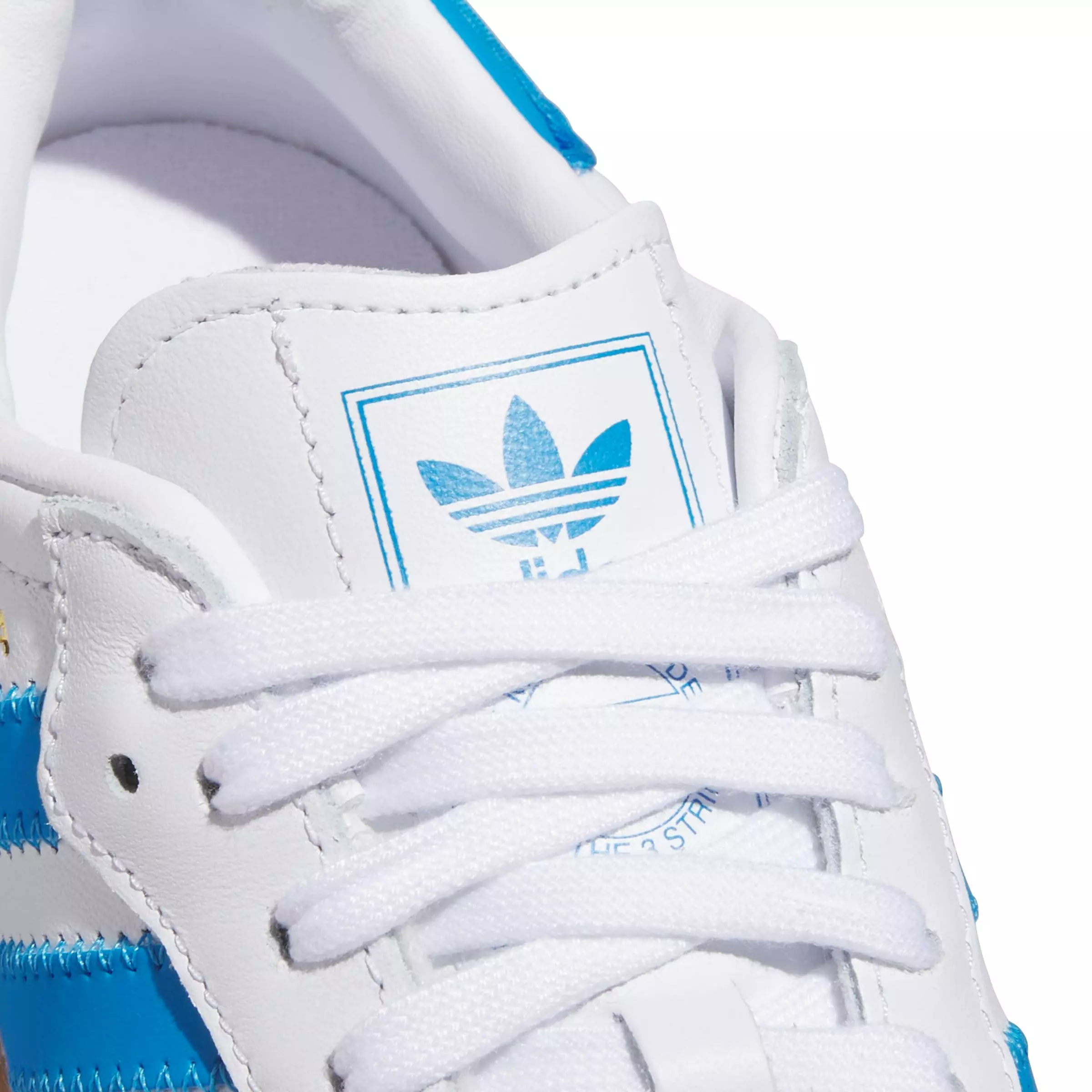 adidas Originals Sambae "Ftwr White/Bright Blue/Gold Metallic" Grade School Girls' Shoe - WHITE/BLUE/GOLD