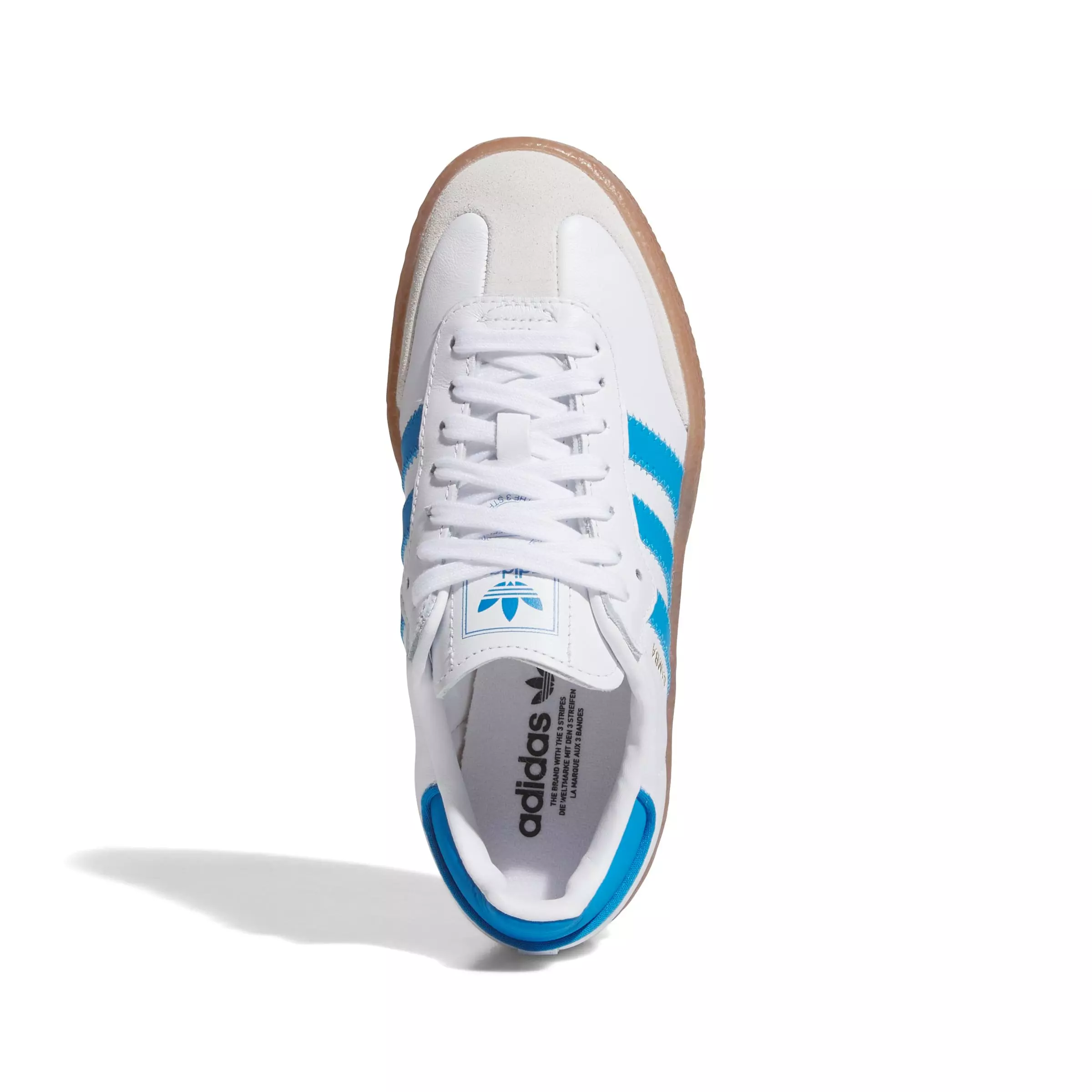 adidas Originals Sambae "Ftwr White/Bright Blue/Gold Metallic" Grade School Girls' Shoe - WHITE/BLUE/GOLD