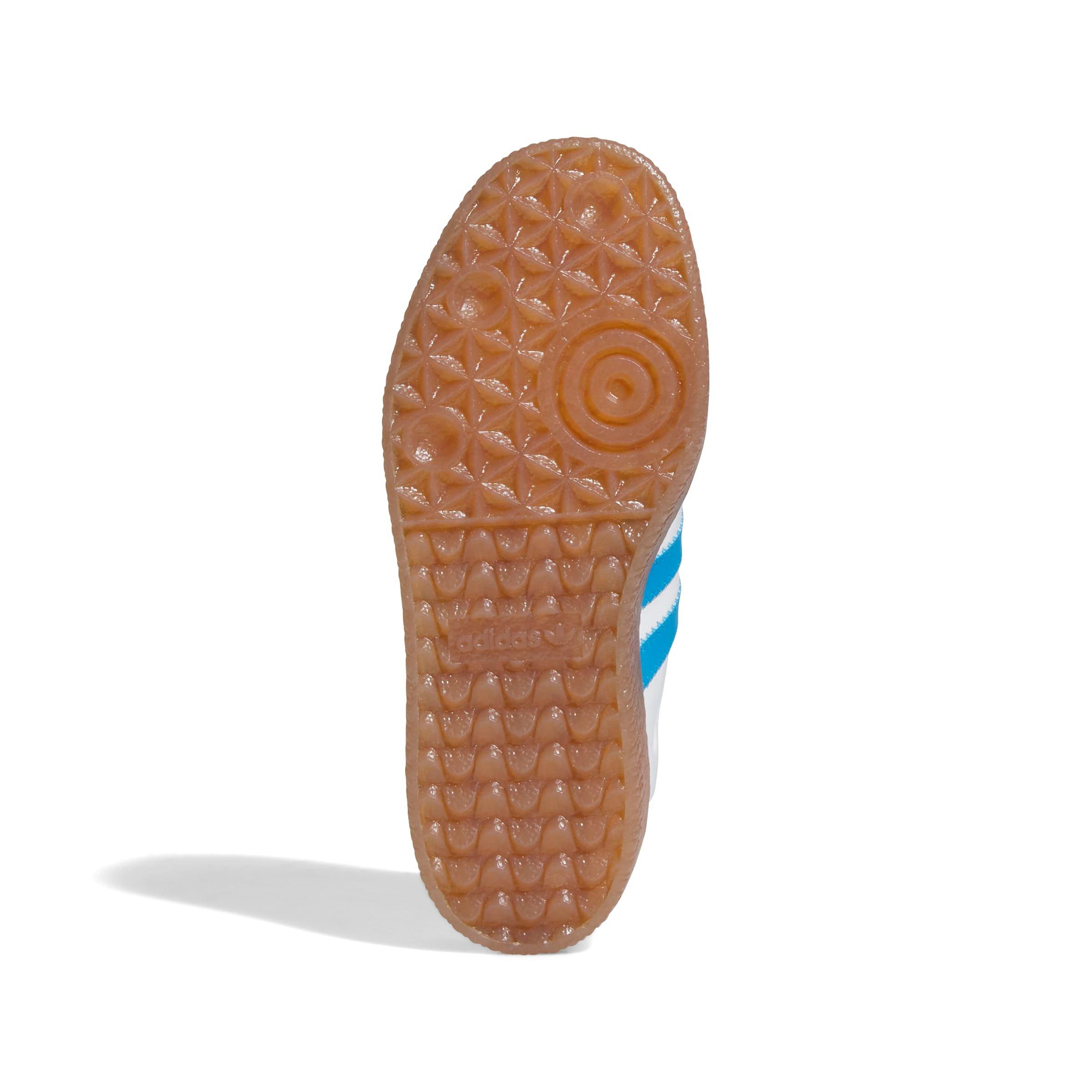 adidas Originals Sambae Grade School Girls' "Ftwr White/Bright Blue/Gold Metallic" Shoe