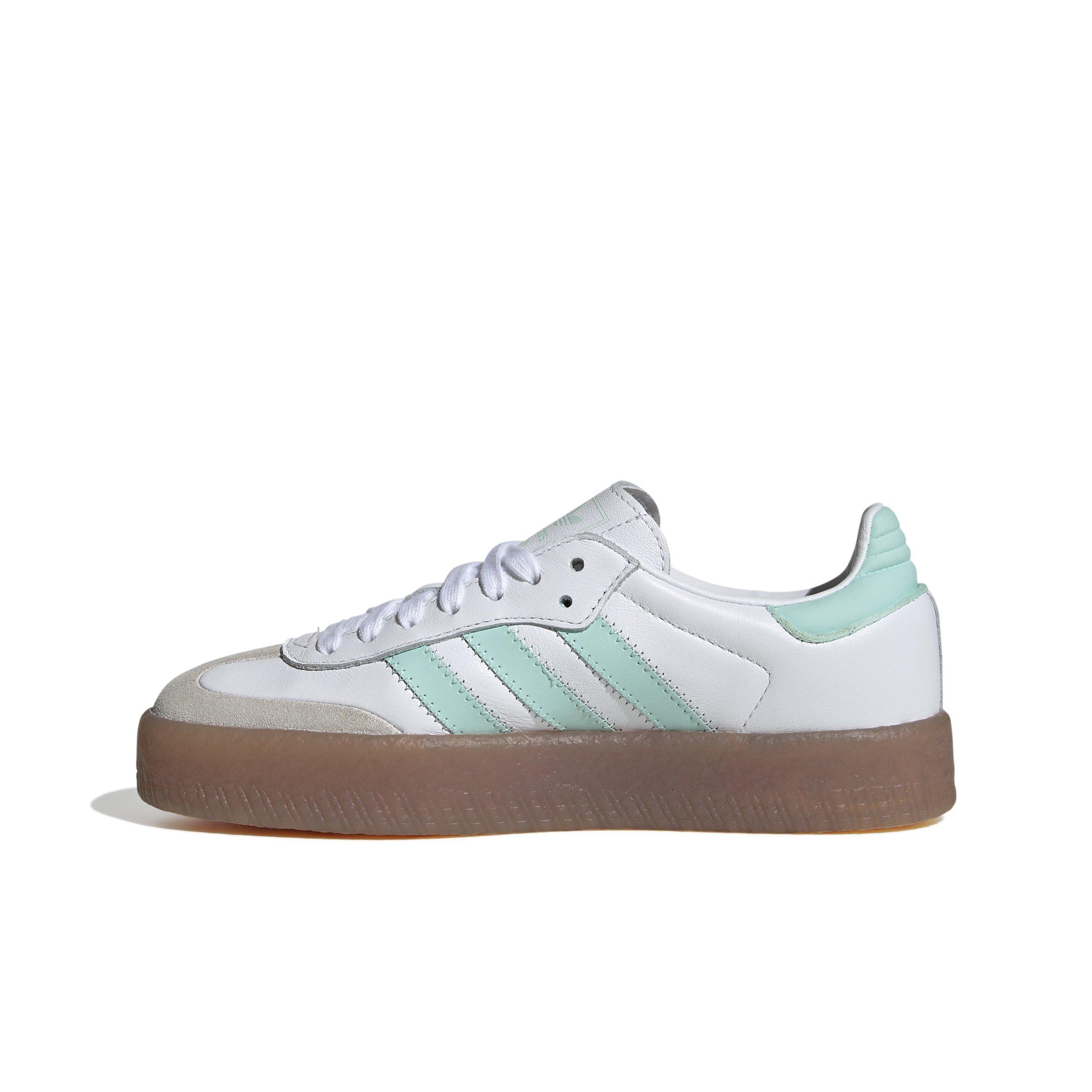adidas Originals Sambae Grade School Girls' "Ftwr White/Clear Mint/Gold Metallic" Shoe