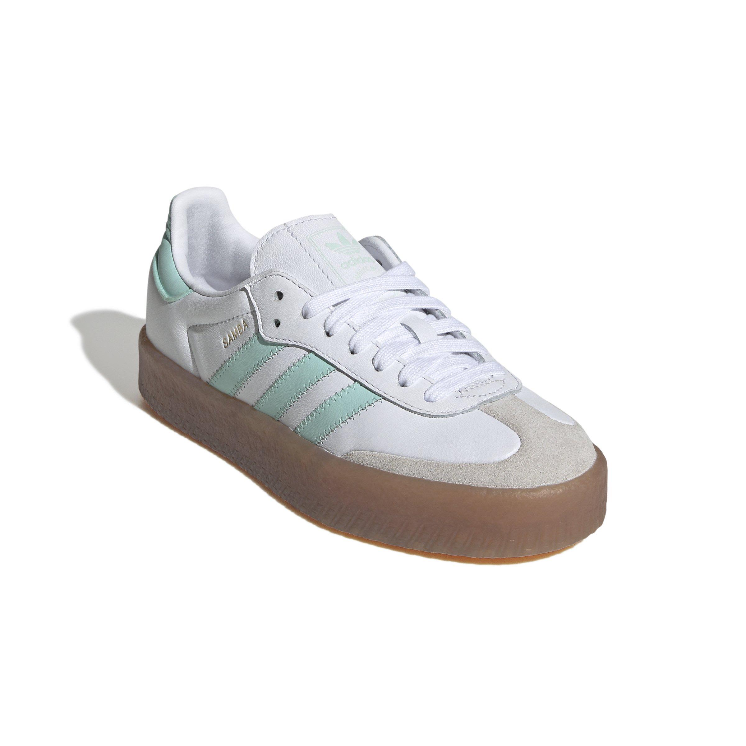 adidas Originals Sambae Grade School Girls' "Ftwr White/Clear Mint/Gold Metallic" Shoe