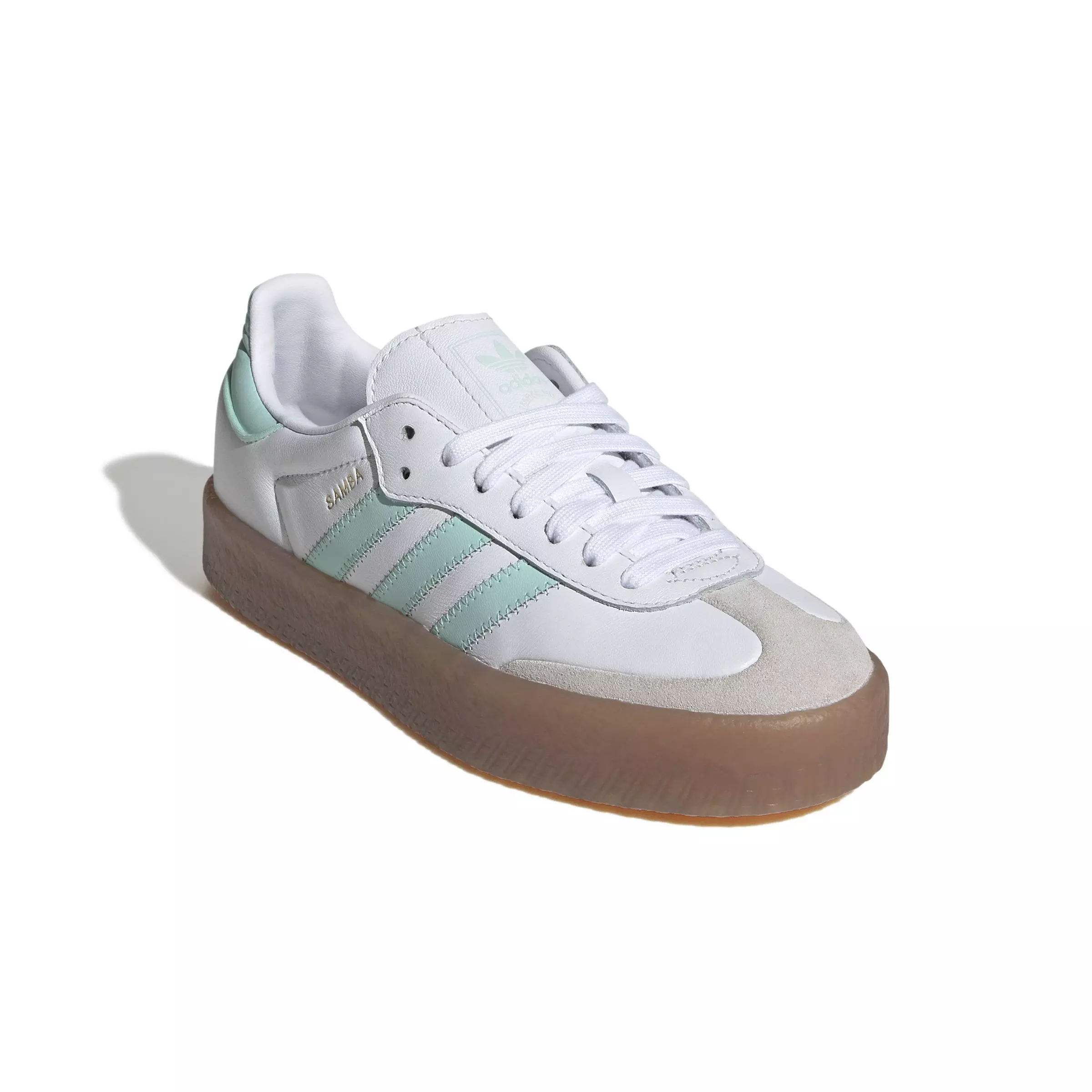 adidas Originals Sambae "Ftwr White/Clear Mint/Gold Metallic" Grade School Girls' Shoe - WHITE/MINT/GOLD