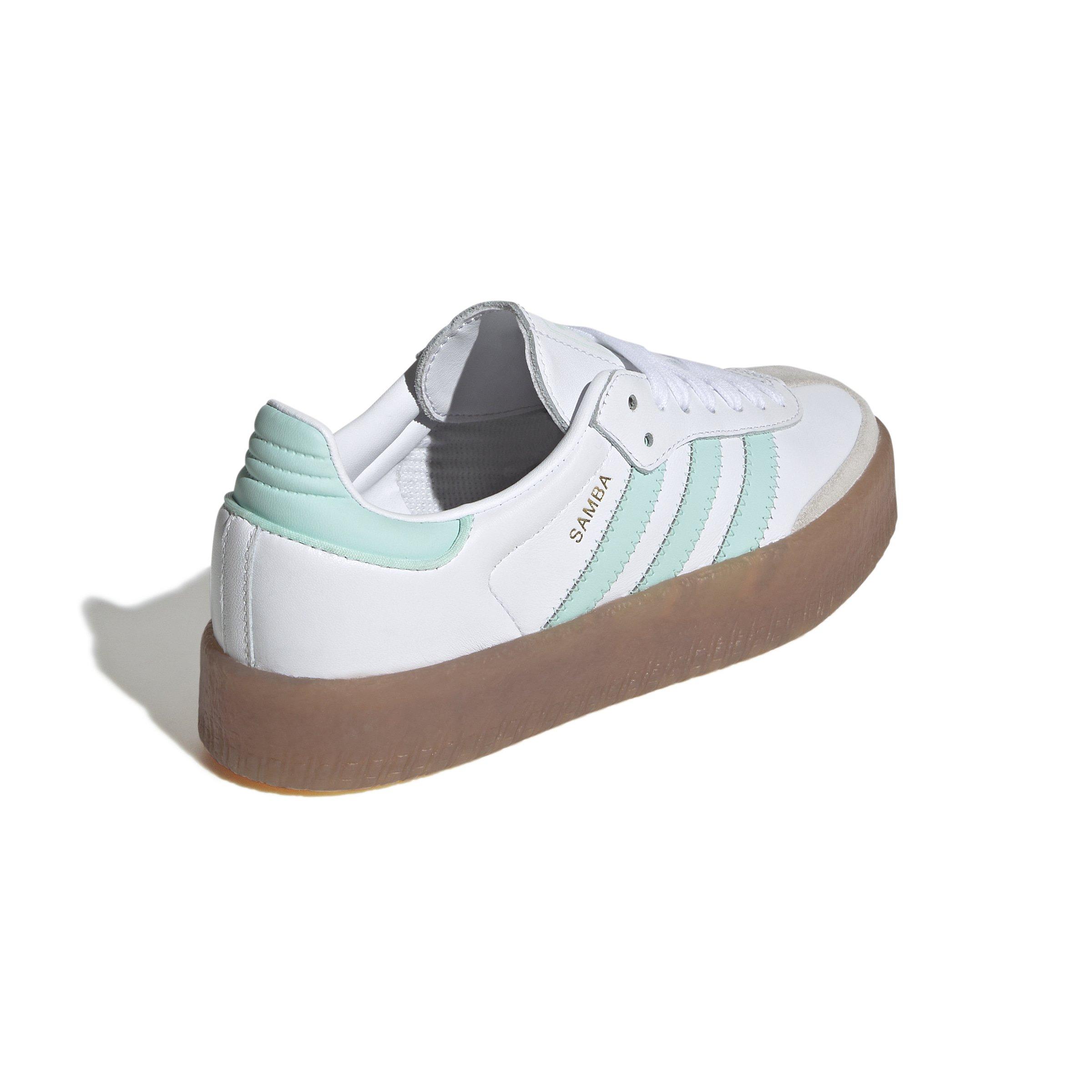 adidas Originals Sambae Grade School Girls' "Ftwr White/Clear Mint/Gold Metallic" Shoe