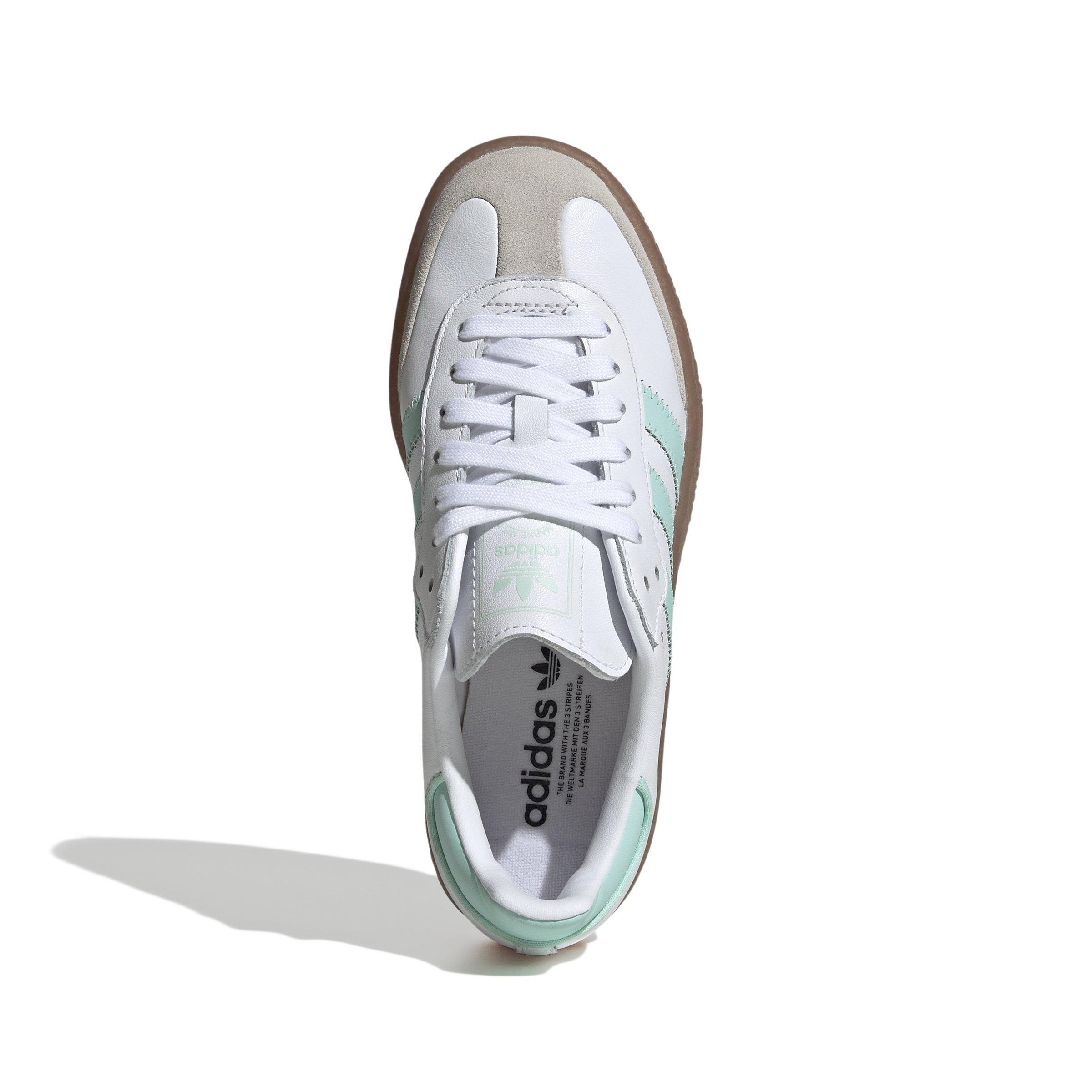 adidas Originals Sambae Grade School Girls' "Ftwr White/Clear Mint/Gold Metallic" Shoe