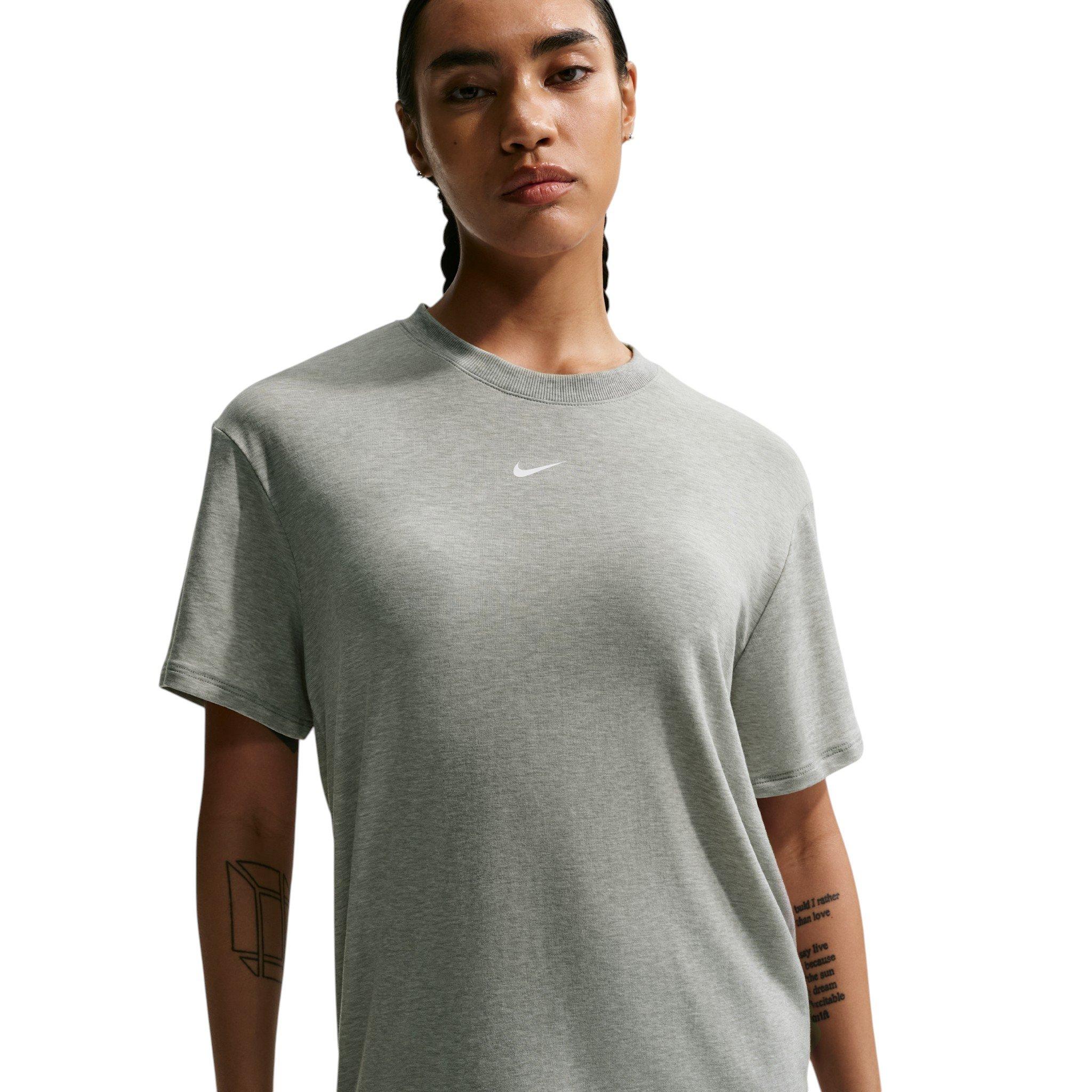 Nike Women's One Relaxed Dri-FIT Short-Sleeve Top - Grey/White - GREY/WHITE