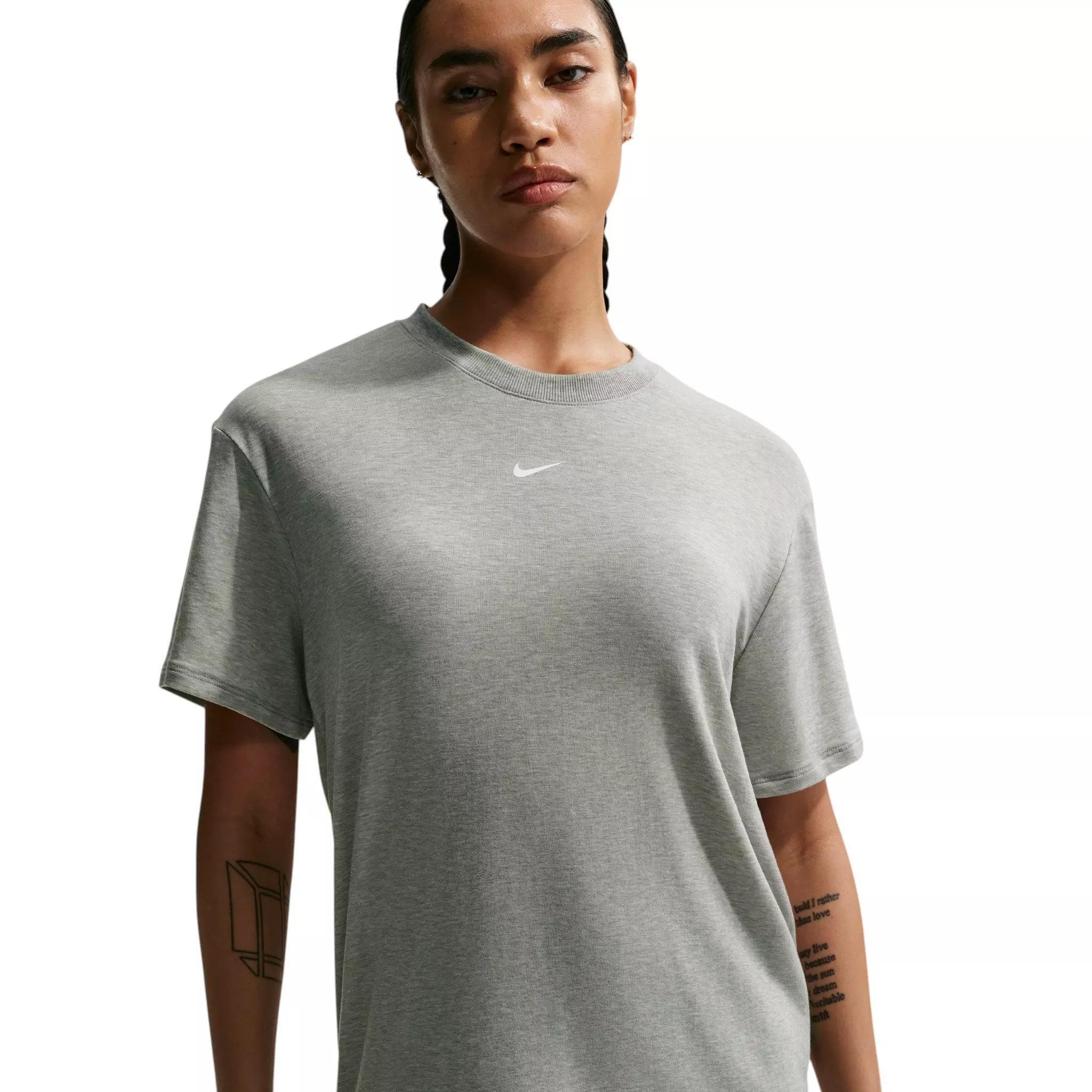 Nike Women's One Relaxed Dri-FIT Short-Sleeve Top - Grey/White - GREY/WHITE