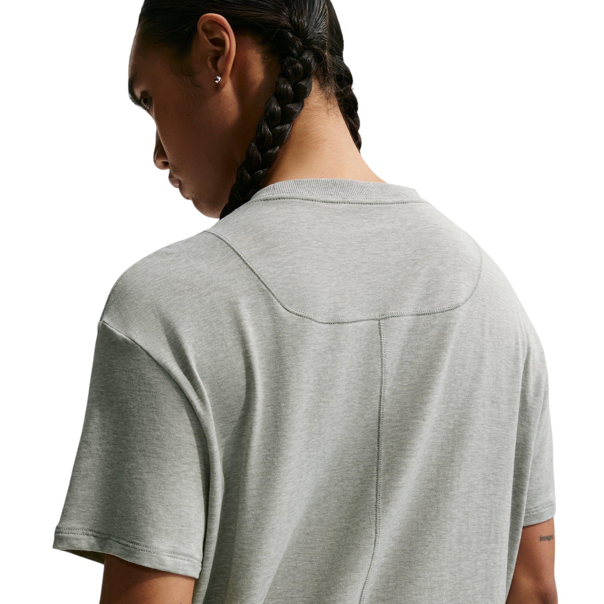 Nike Women's One Relaxed Dri-FIT Short-Sleeve Top - Grey/White - GREY/WHITE