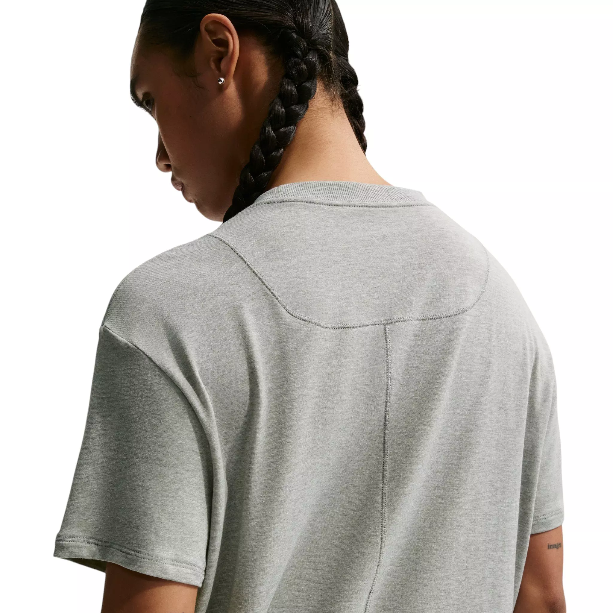 Nike Women's One Relaxed Dri-FIT Short-Sleeve Top - Grey/White - GREY/WHITE