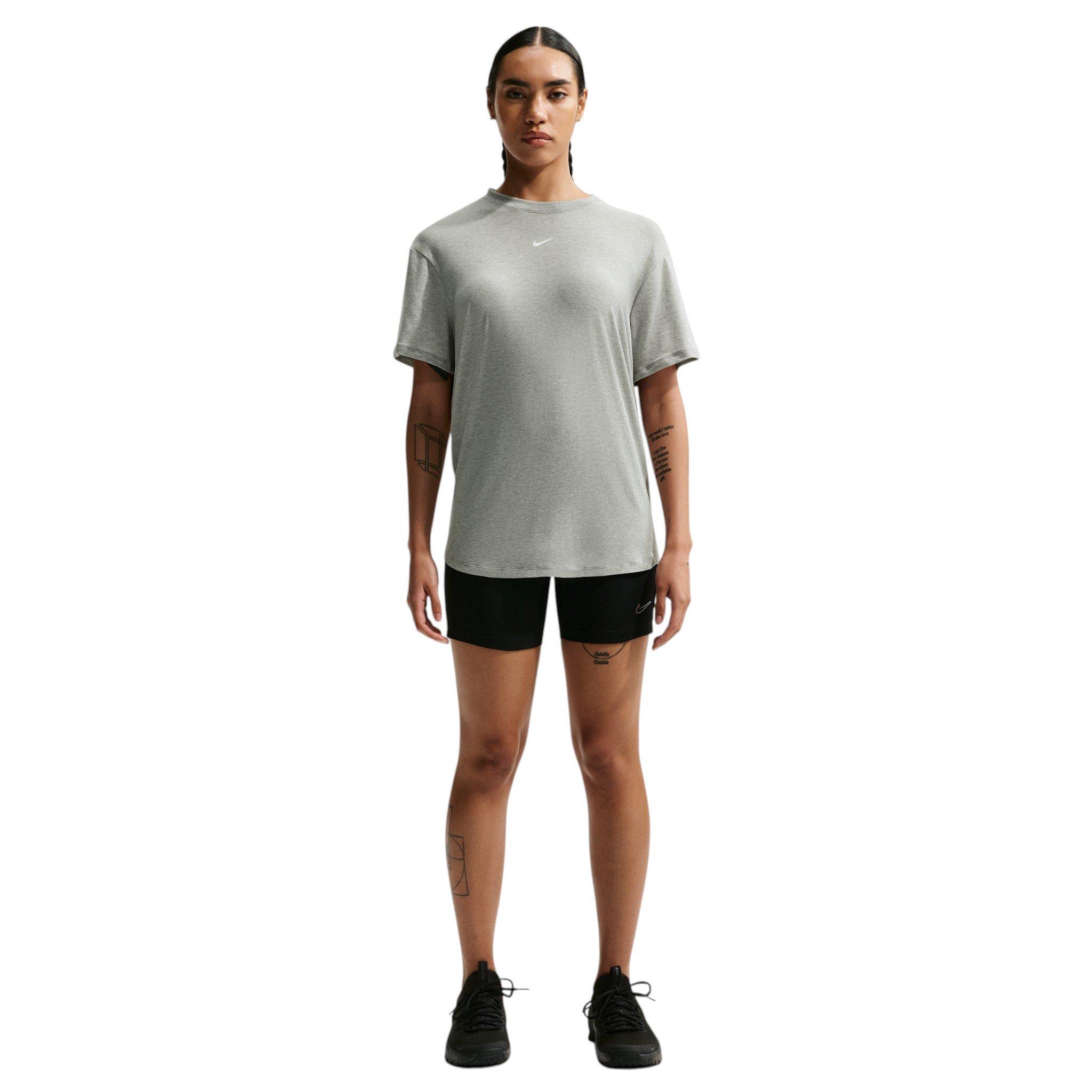 Nike Women's One Relaxed Dri-FIT Short-Sleeve Top - Grey/White - GREY/WHITE