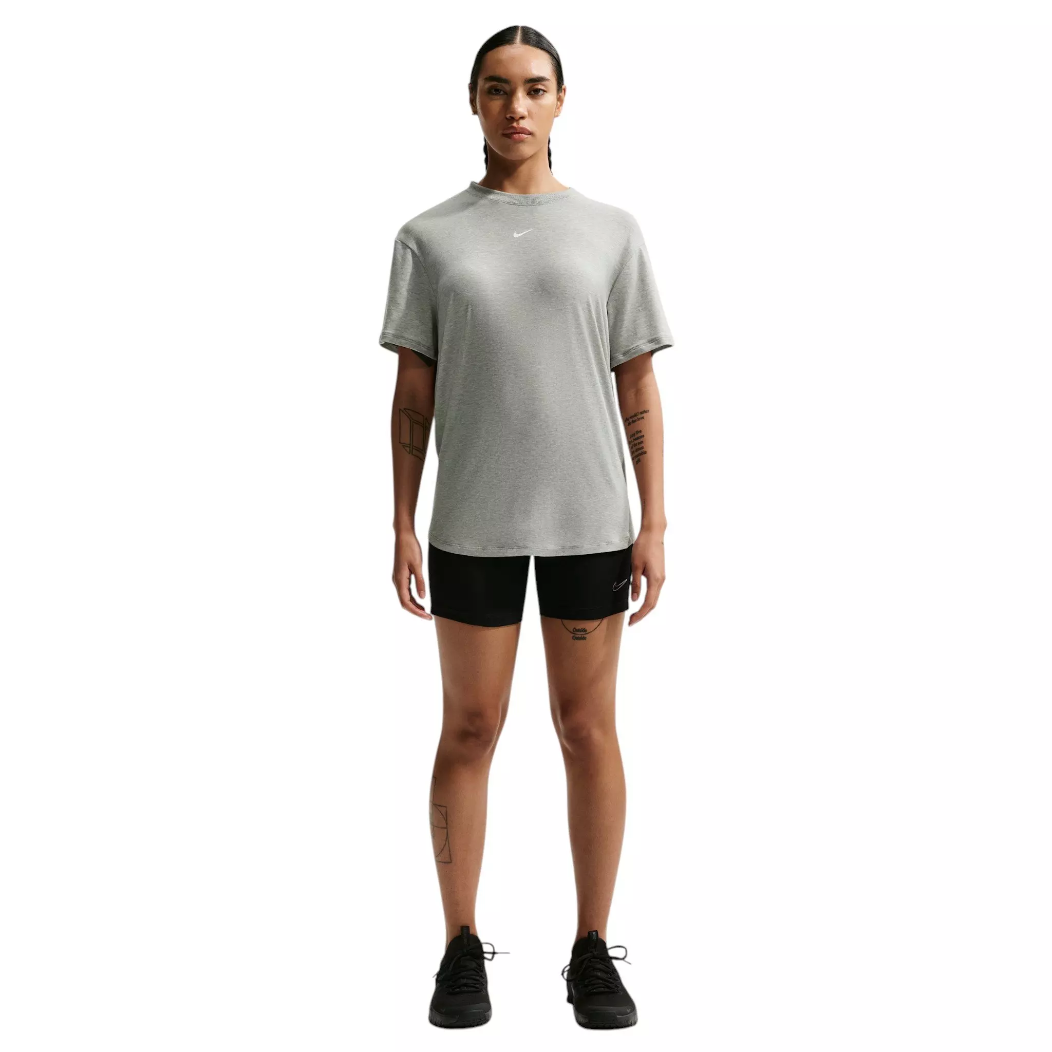 Nike Women's One Relaxed Dri-FIT Short-Sleeve Top - Grey/White - GREY/WHITE