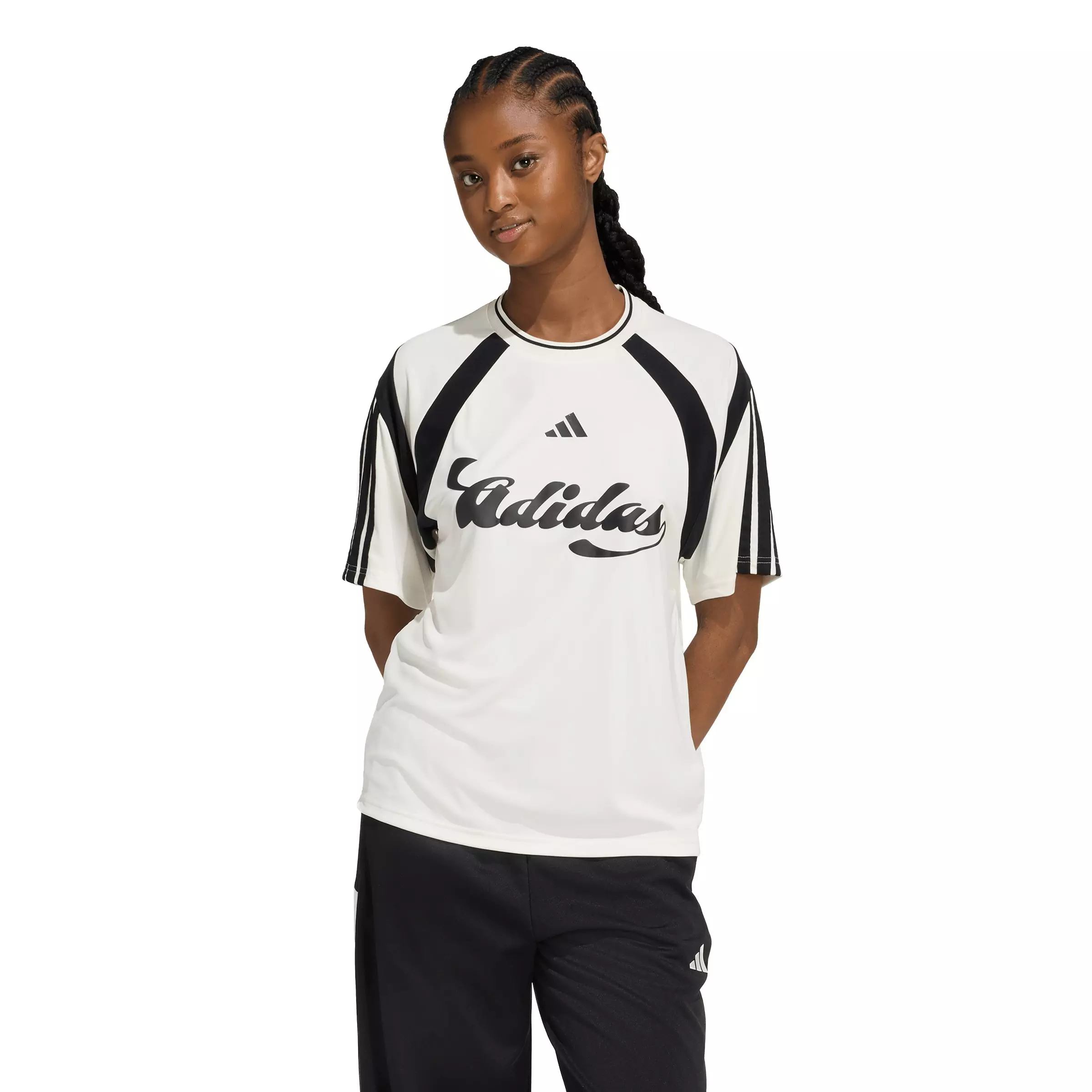 adidas Women's house of Tiro Jersey - Off-White/Black - OFF-WHITE/BLACK