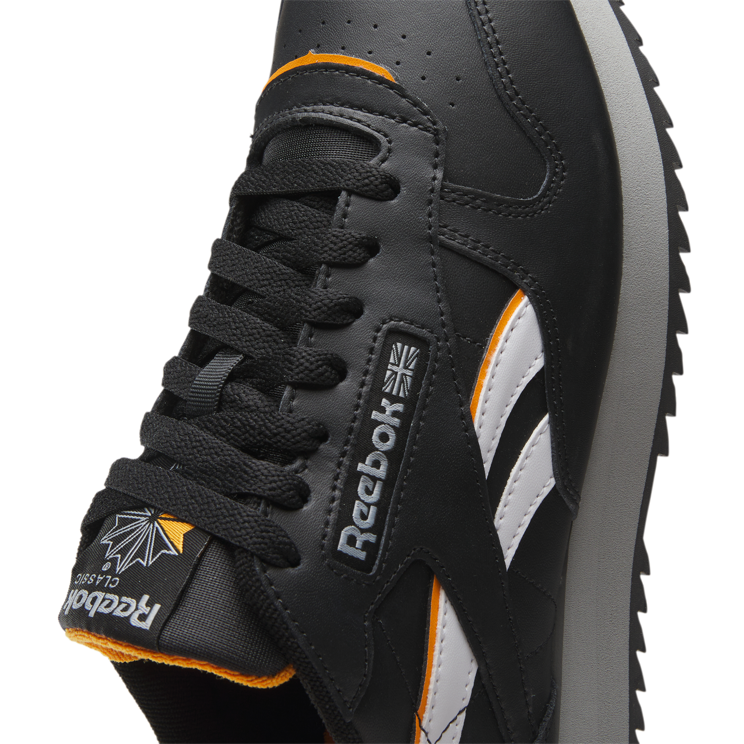 Reebok Classic Leather Ripple "Black/Orange/Grey" Unisex Shoe - BLACK/ORANGE Thumbnail View 6