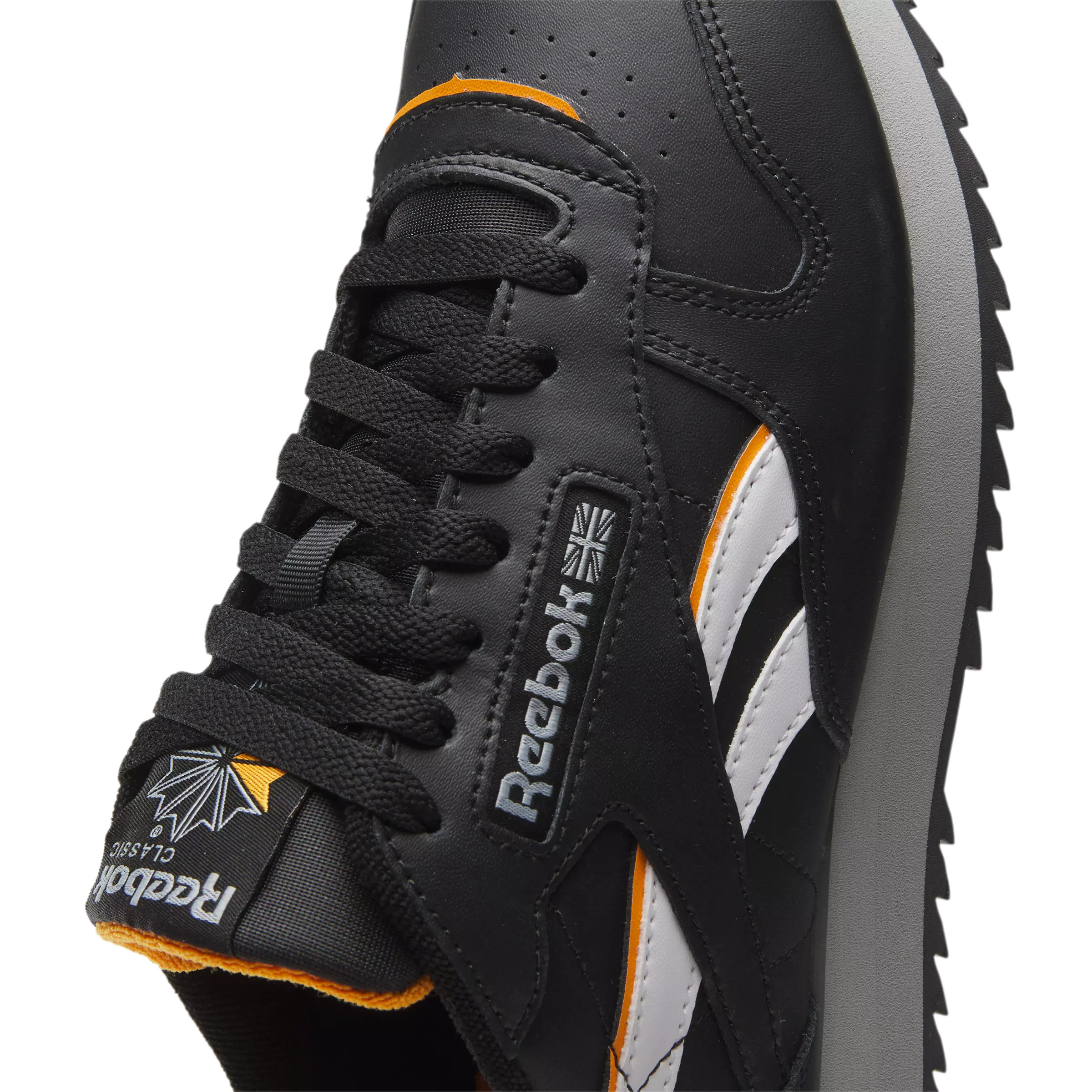 Reebok Classic Leather Ripple "Black/Orange/Grey" Unisex Shoe - BLACK/ORANGE