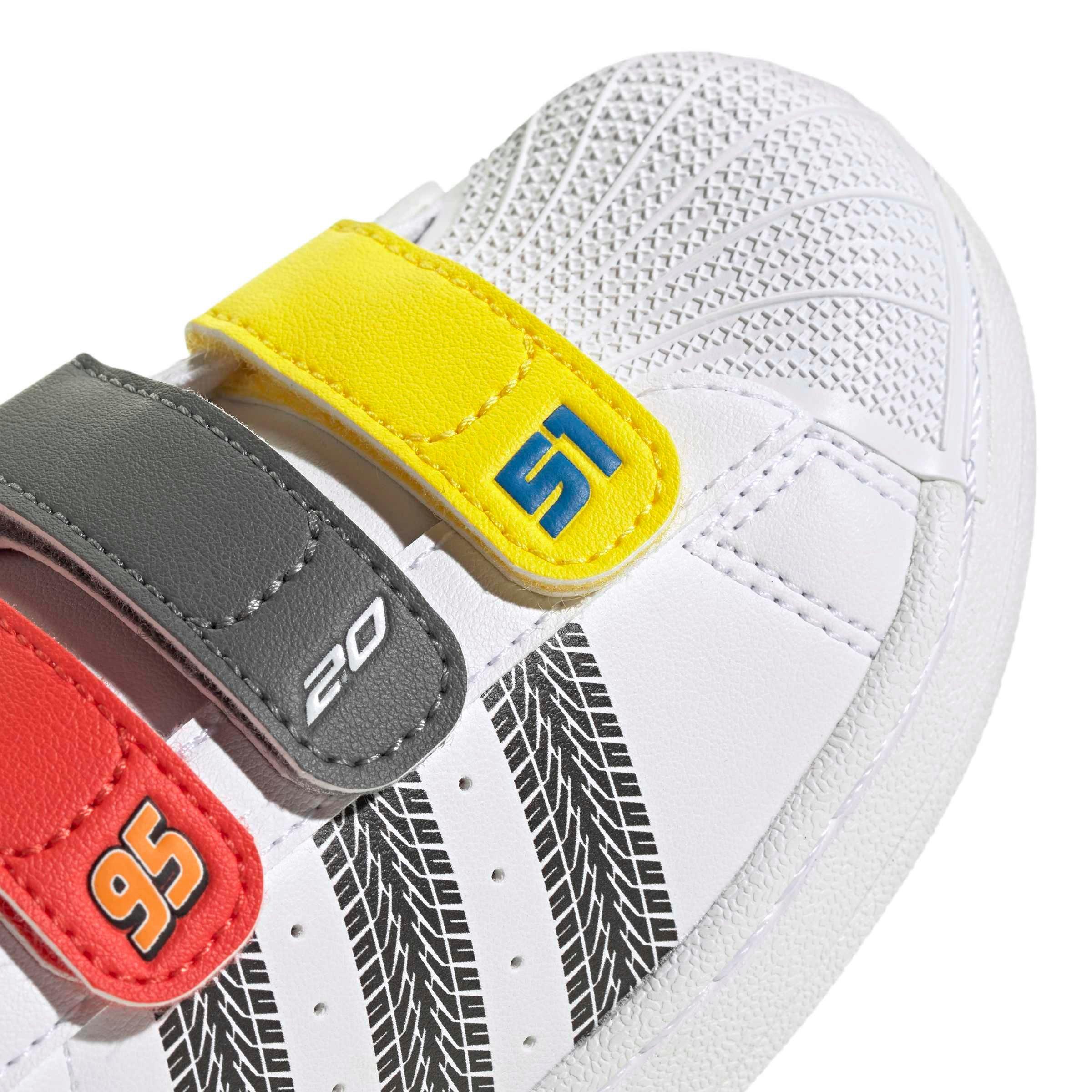 adidas Originals Pixar Cars Superstar II "Ftwr White/Bright Red" Preschool Boys' Shoe - WHITE/RED Thumbnail View 5