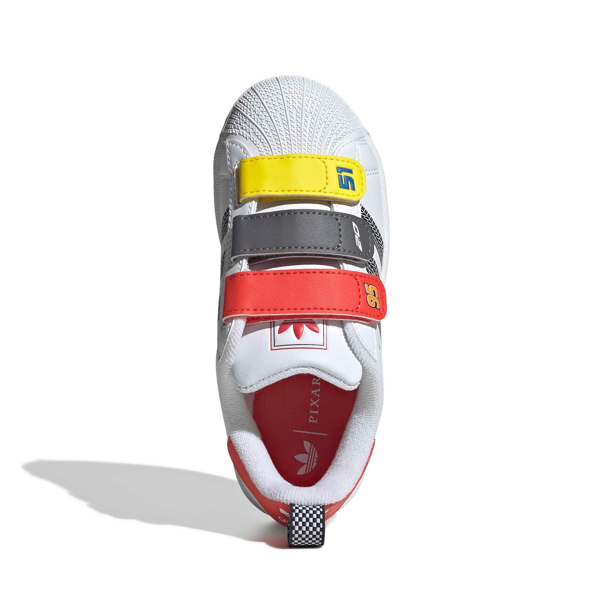 adidas Originals Pixar Cars Superstar II "Ftwr White/Bright Red" Preschool Boys' Shoe - WHITE/RED Thumbnail View 7