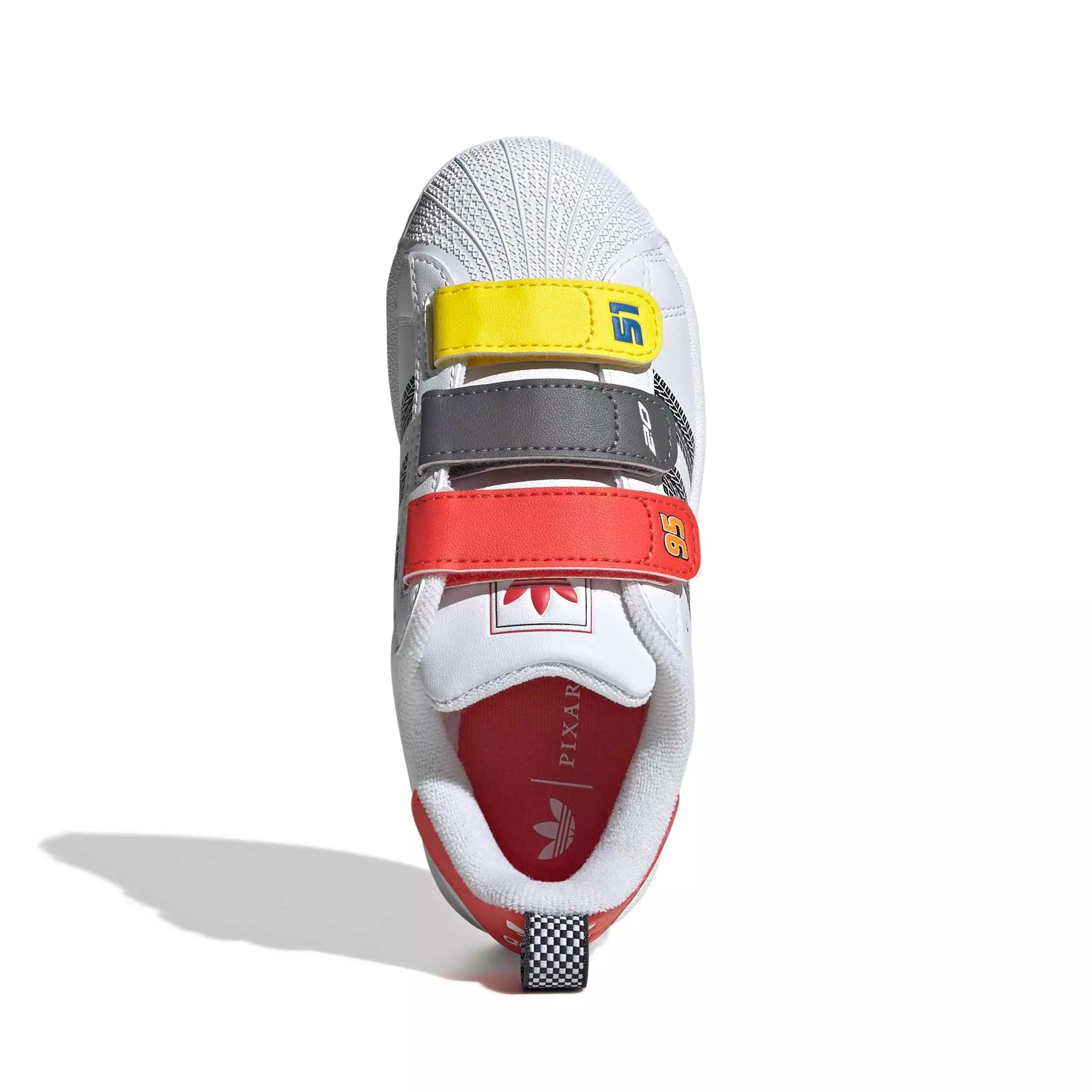 adidas Originals Pixar Cars Superstar II "Ftwr White/Bright Red" Preschool Boys' Shoe - WHITE/RED