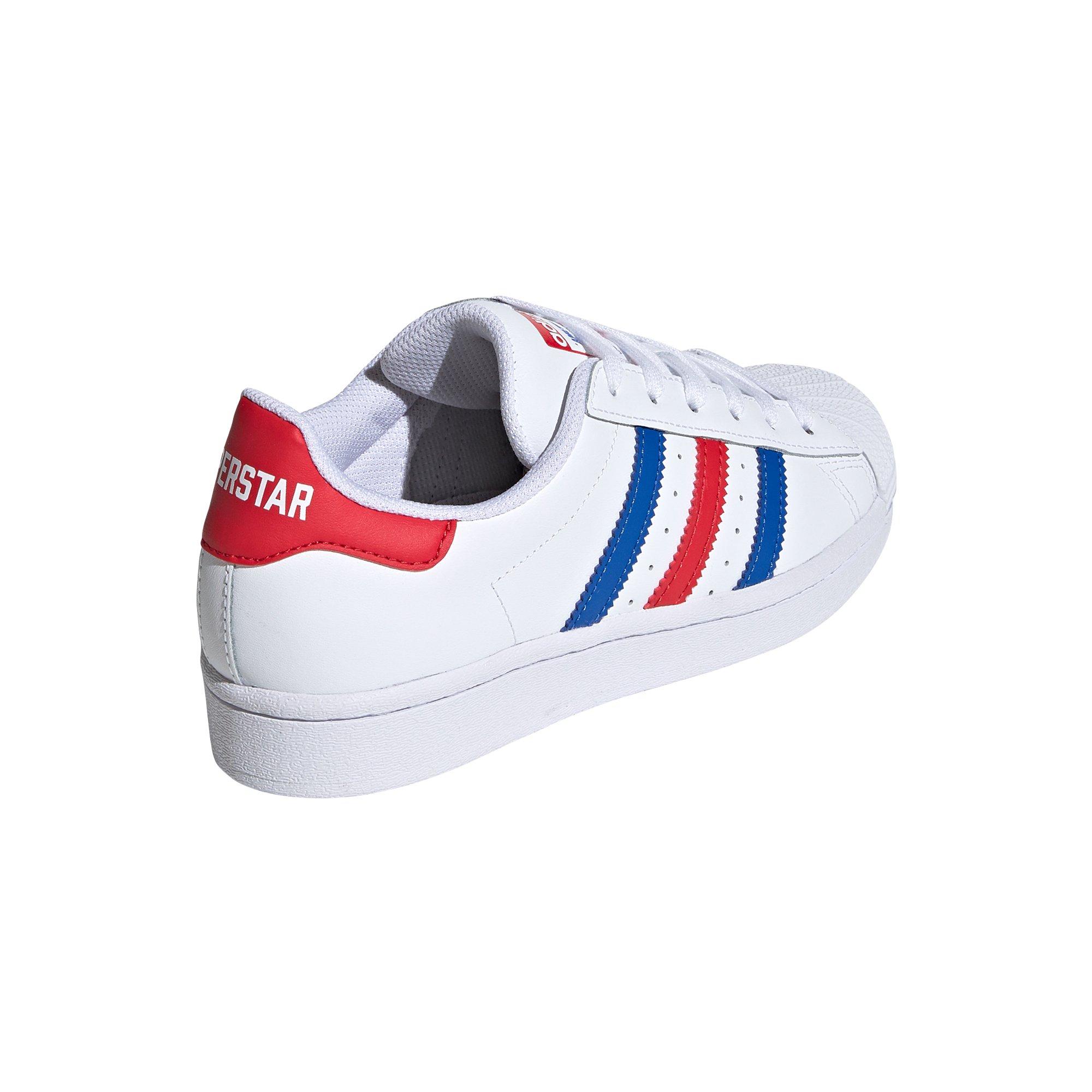 Adidas shoes red hot sale white and blue stripes