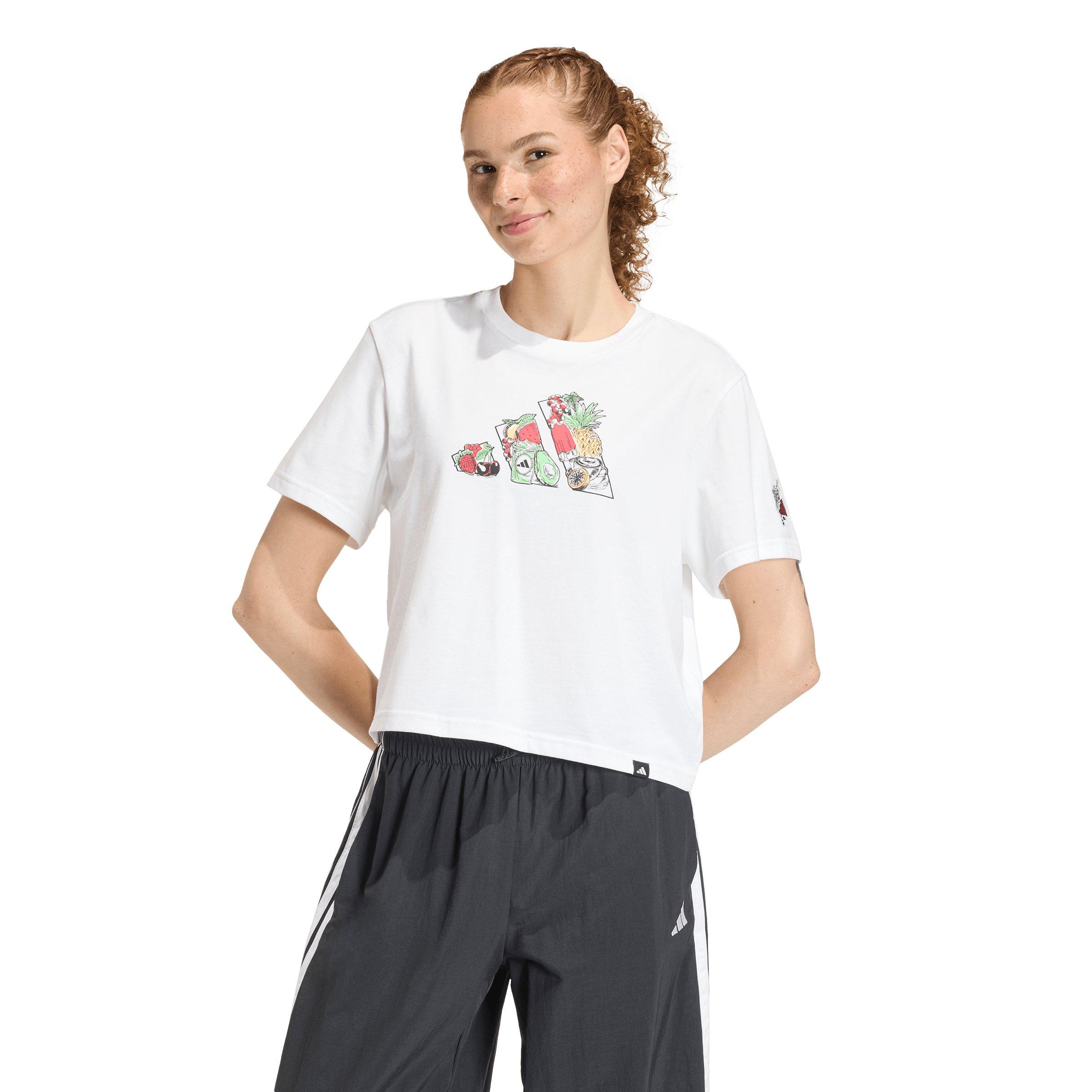 adidas Women's Food Loose Cropped Graphic T-Shirt - White - WHITE Thumbnail View 1