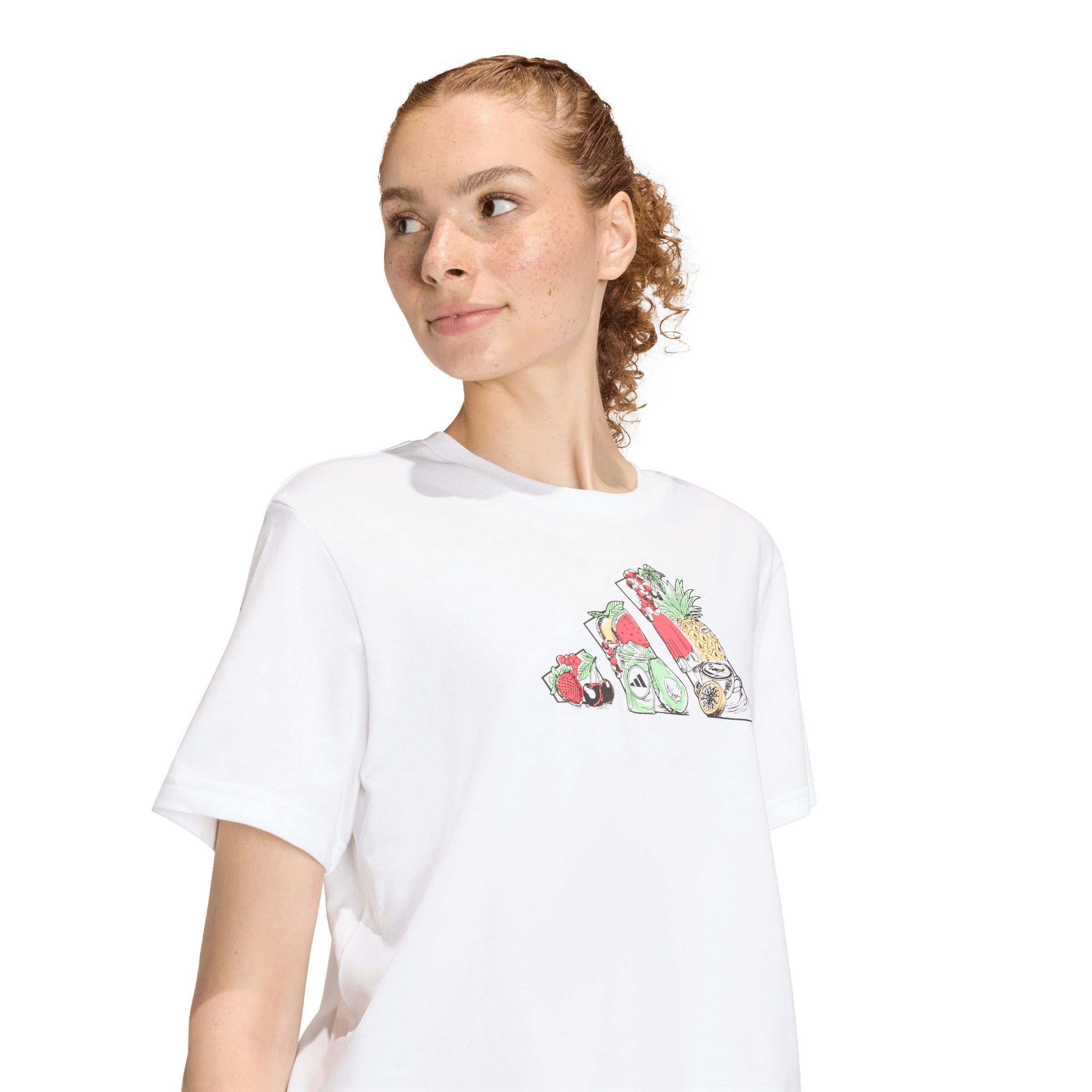 adidas Women's Food Loose Cropped Graphic T-Shirt - White - WHITE Thumbnail View 3