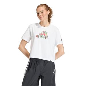 adidas Women's Food Loose Cropped Graphic T-Shirt - White