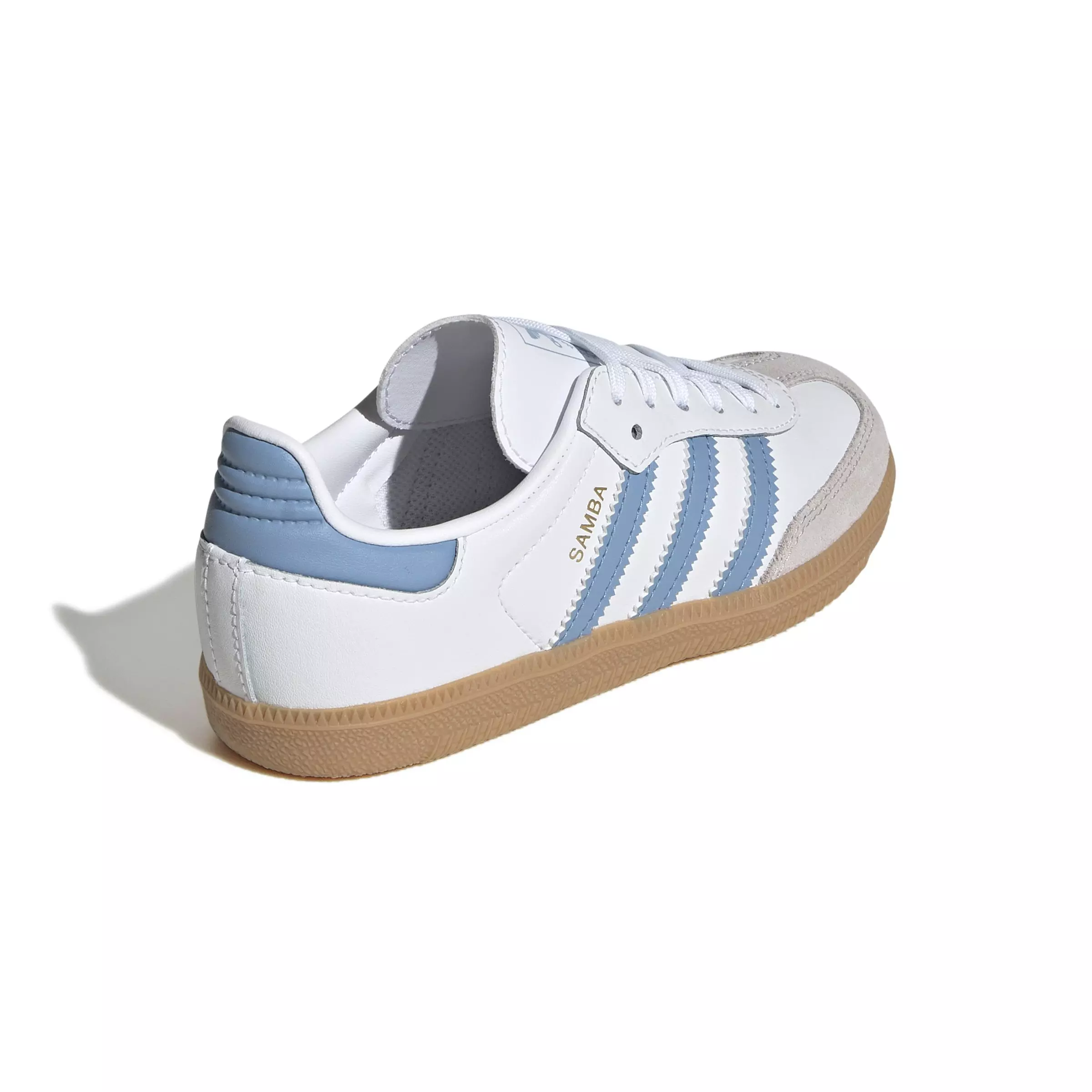 adidas Originals Samba OG "Ftwr White/Ash Blue/Gum 3" Preschool Boys' Shoe - WHITE/BLUE/GUM