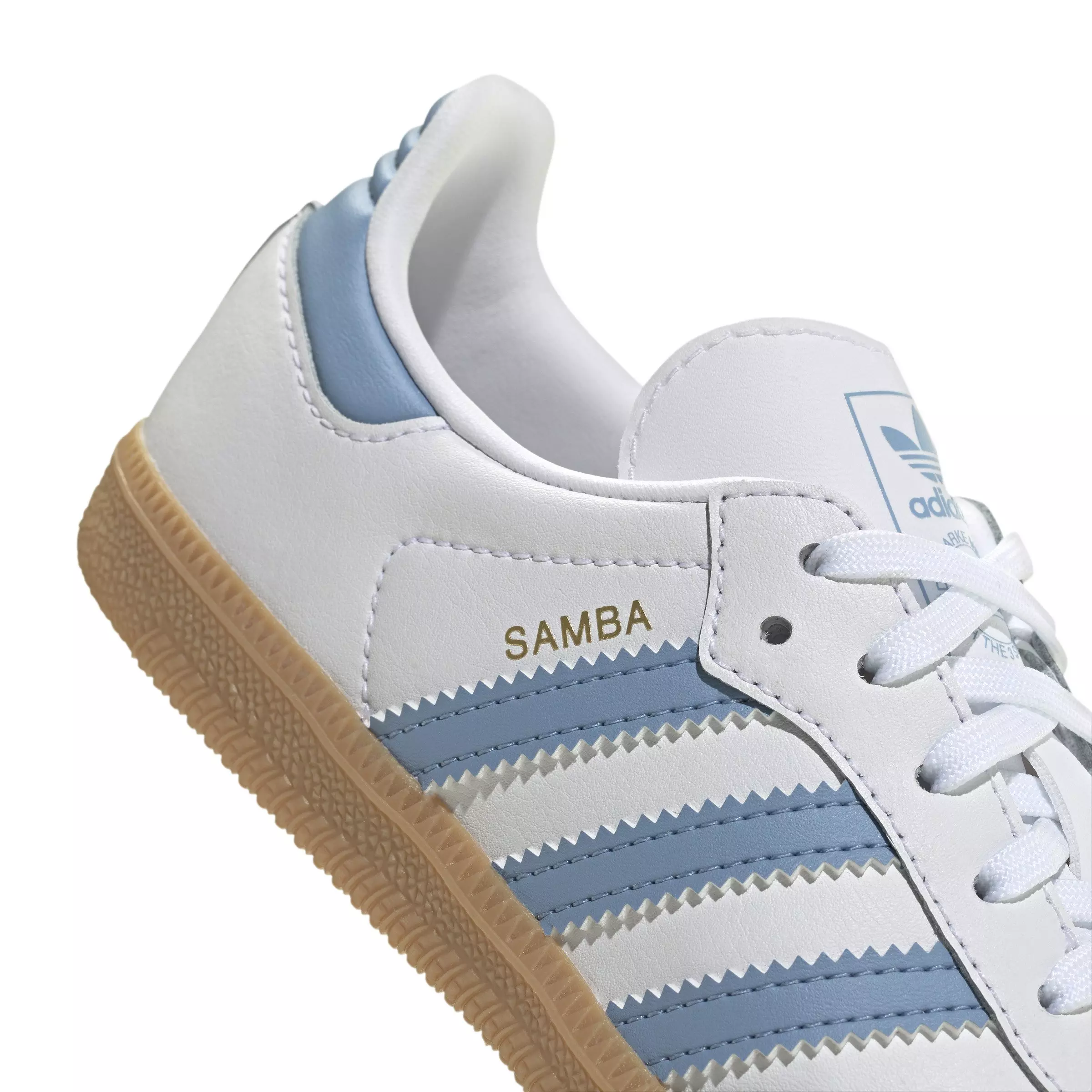 adidas Originals Samba OG "Ftwr White/Ash Blue/Gum 3" Preschool Boys' Shoe - WHITE/BLUE/GUM
