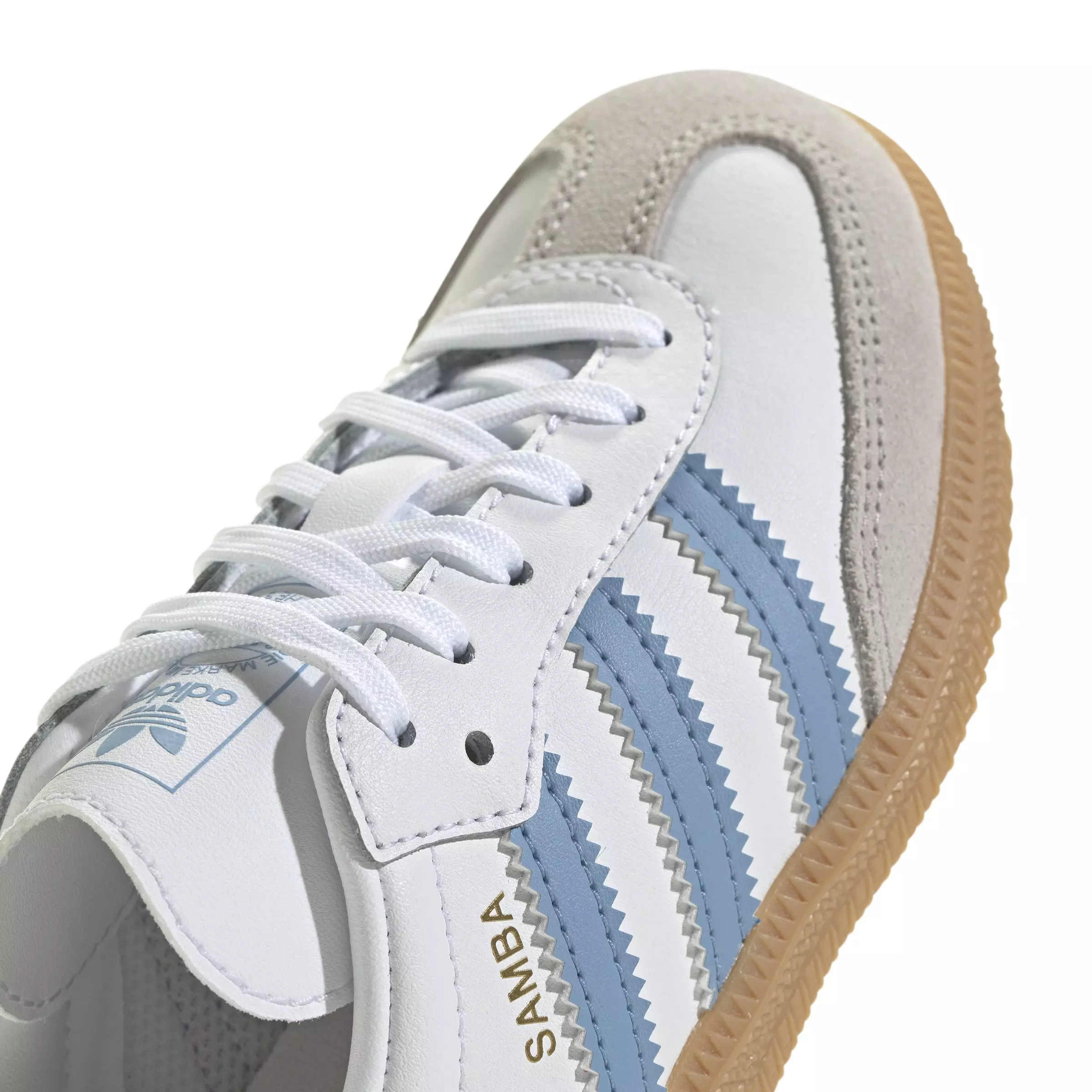 adidas Originals Samba OG "Ftwr White/Ash Blue/Gum 3" Preschool Boys' Shoe - WHITE/BLUE/GUM