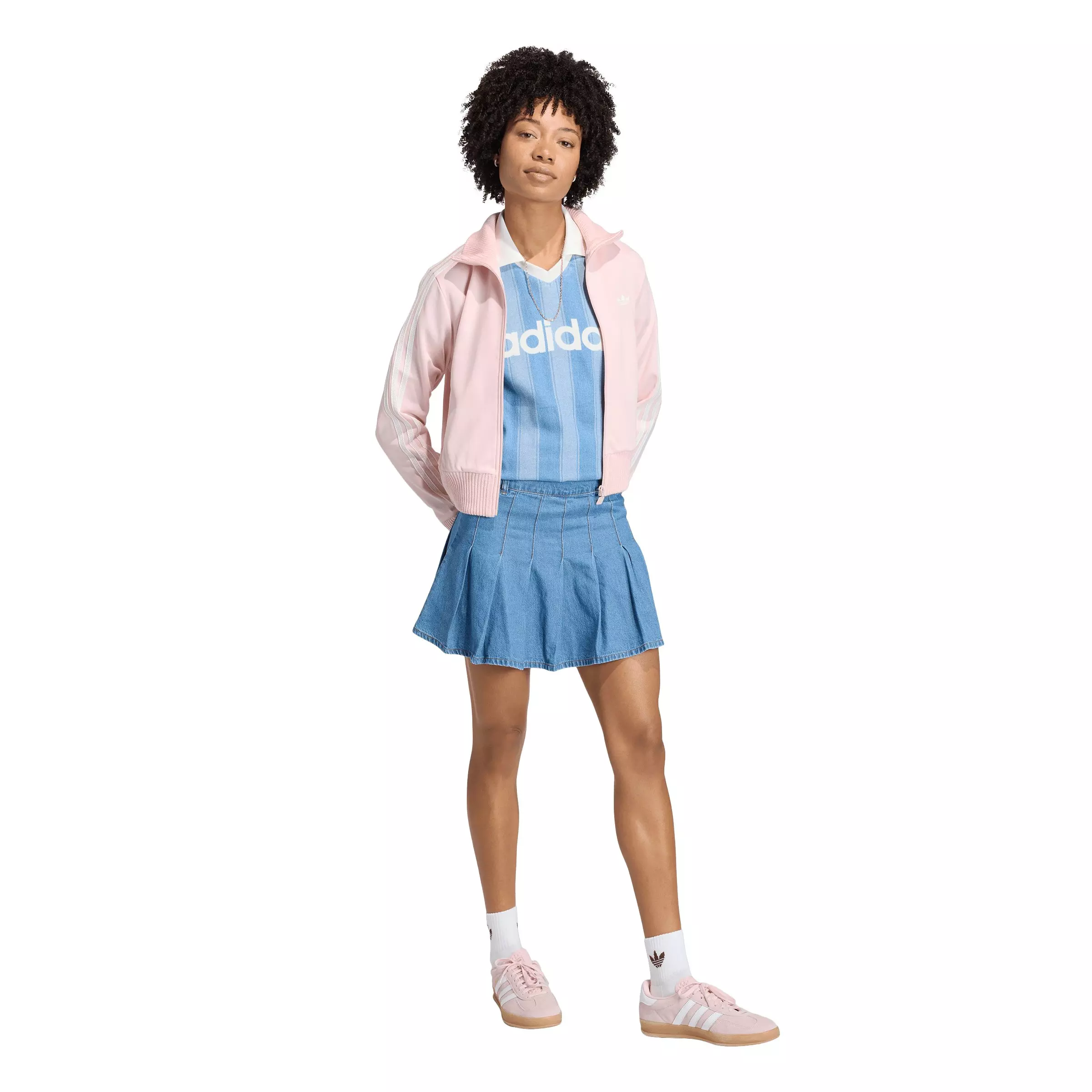 adidas Originals Women's Firebird Knitted Crochet Detail Jacket - Pink - PINK
