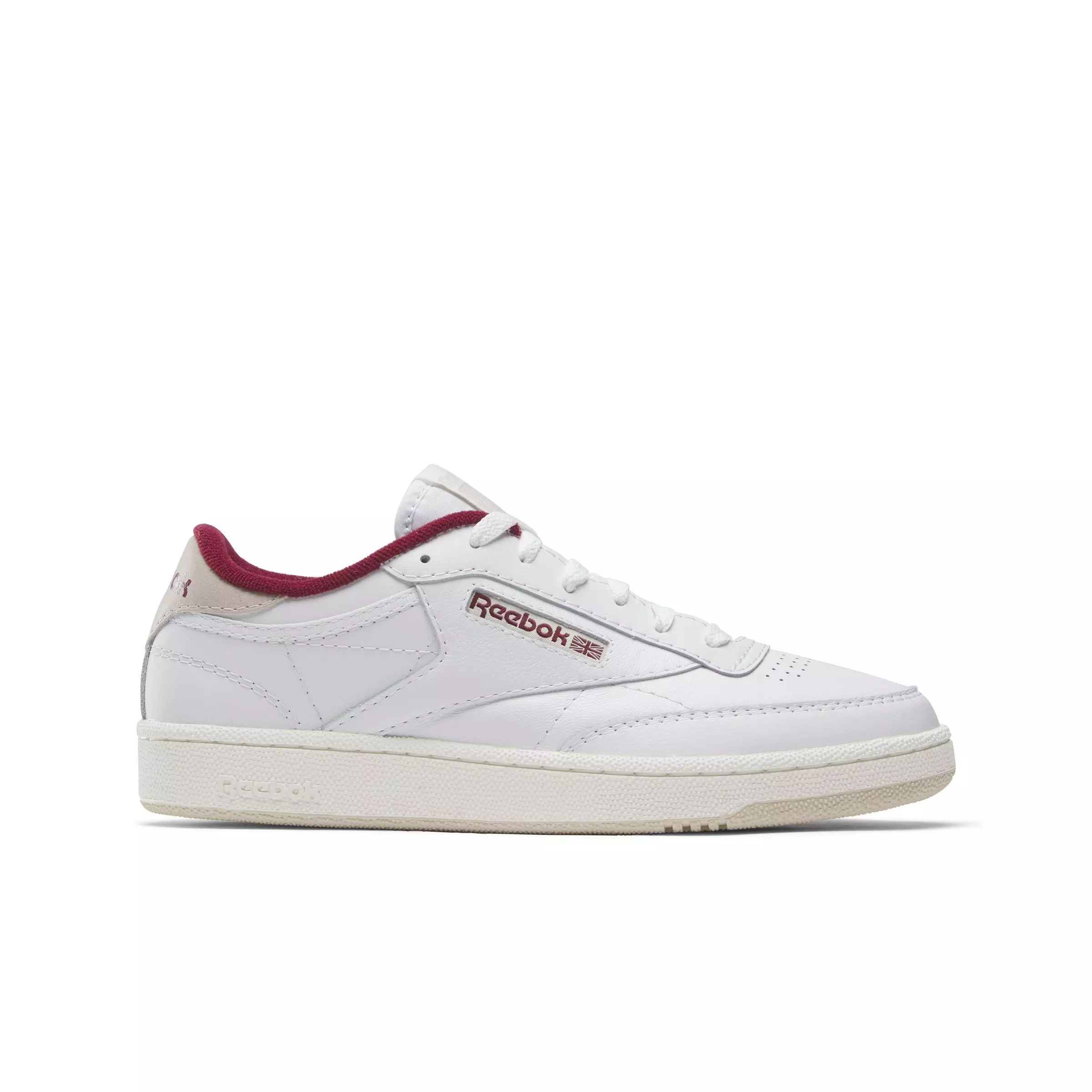 Reebok Club C 85 "White/Stucco/Classic Maroon" Unisex Shoe - WHITE/STUCCO/MAROON