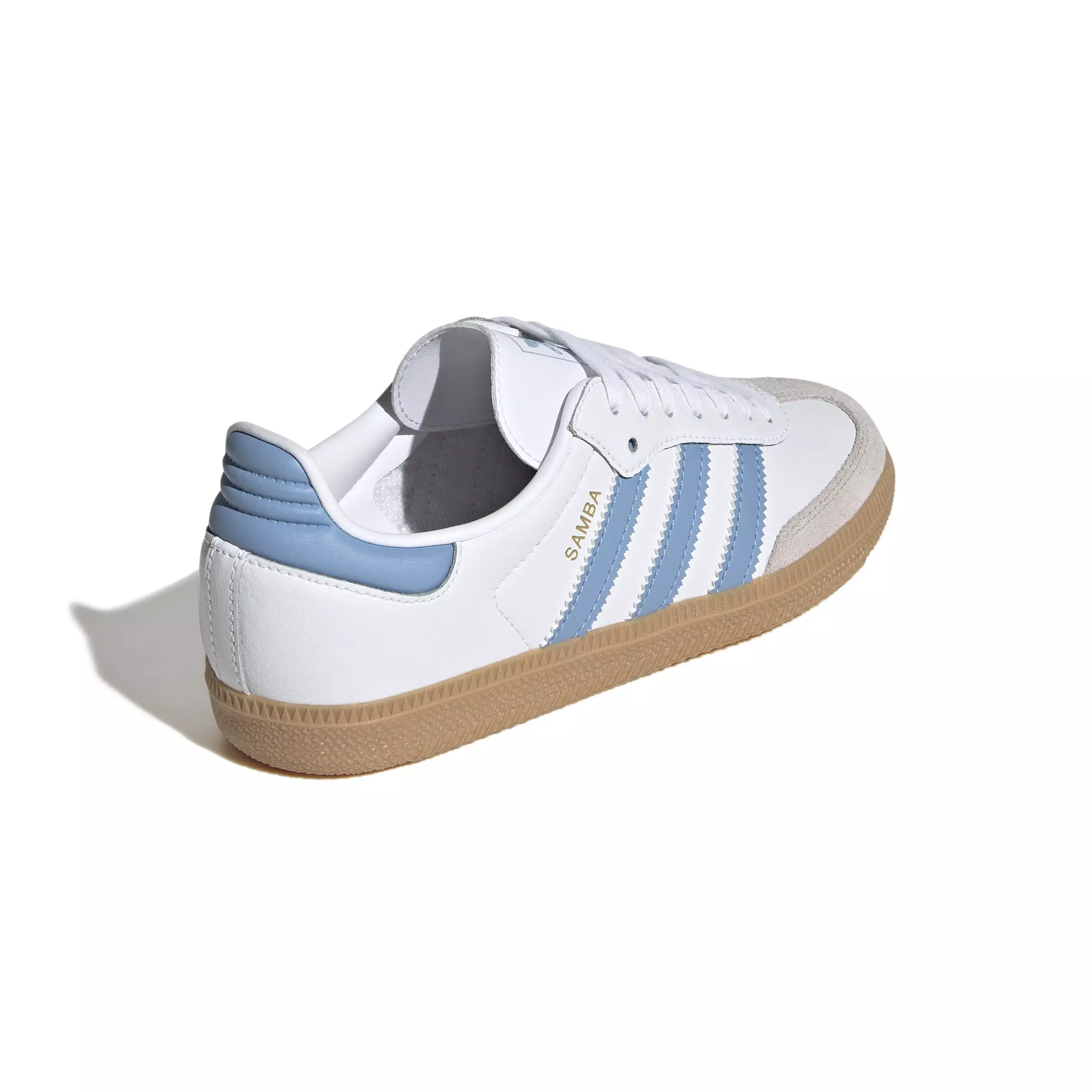 adidas Originals Samba OG "Ftwr White/Ash Blue/Gum 3" Grade School Boys' Shoe - WHITE/BLUE/GUM
