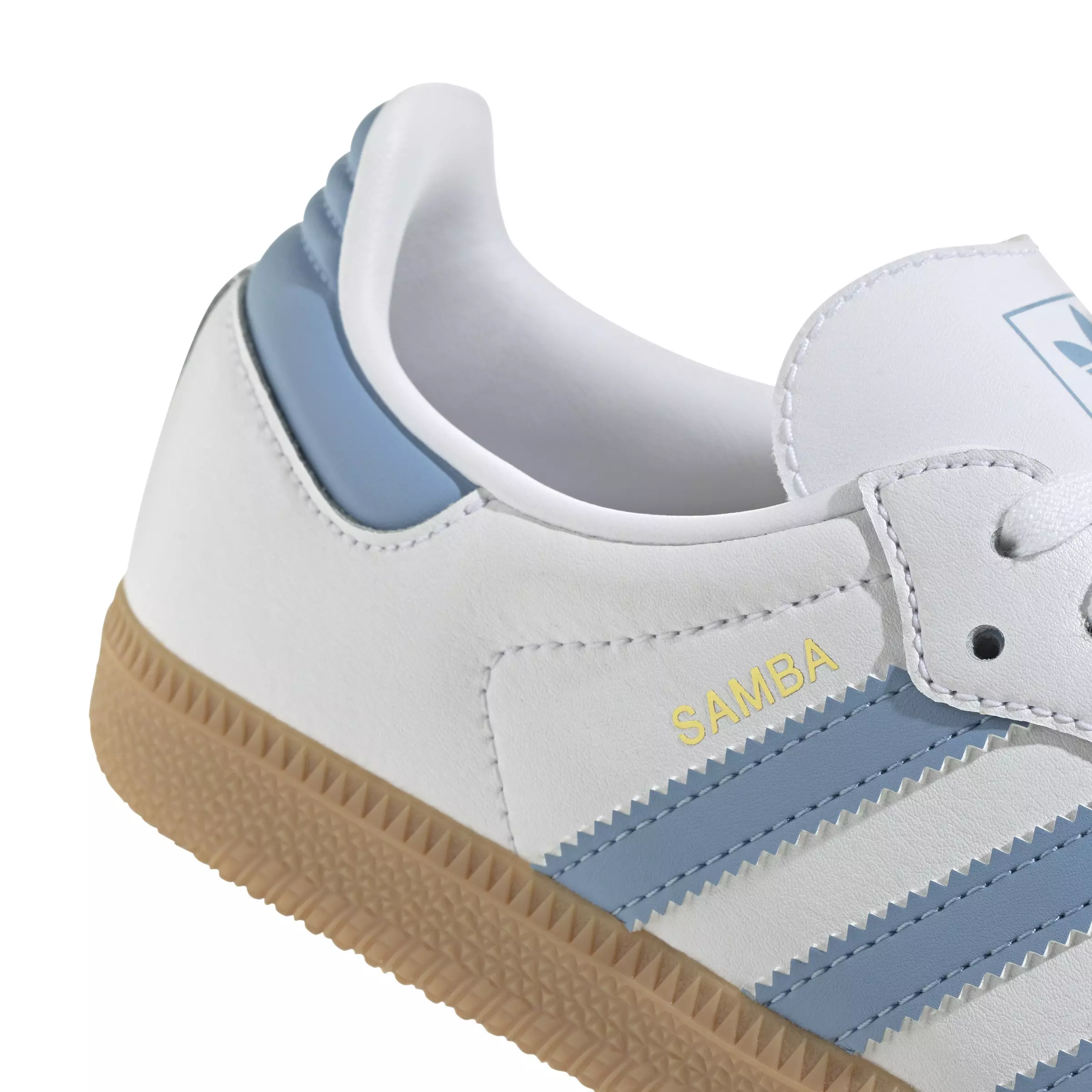 adidas Originals Samba OG "Ftwr White/Ash Blue/Gum 3" Grade School Boys' Shoe - WHITE/BLUE/GUM