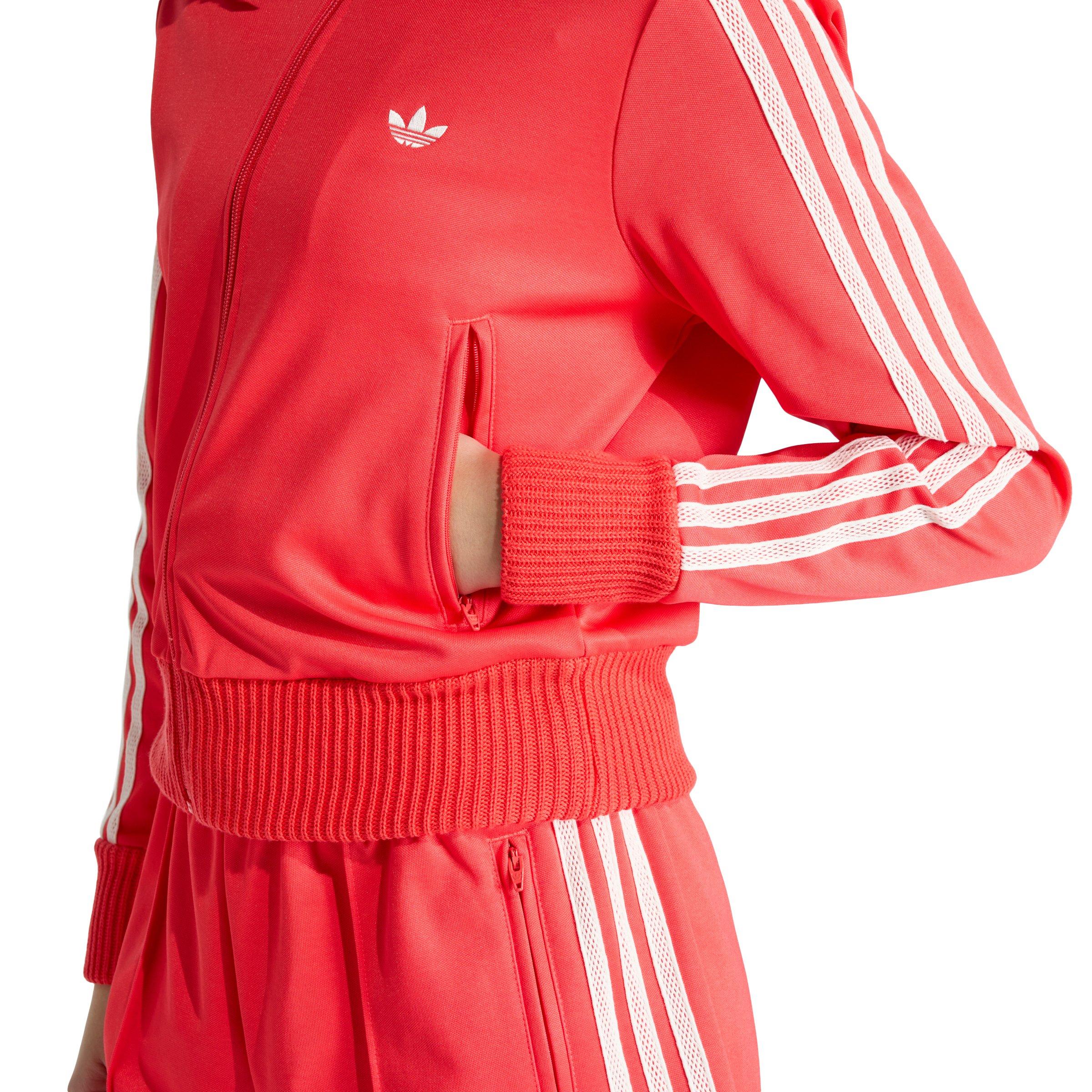 adidas Originals Women's Firebird Knitted Crochet Detail Jacket - Red - RED Thumbnail View 4