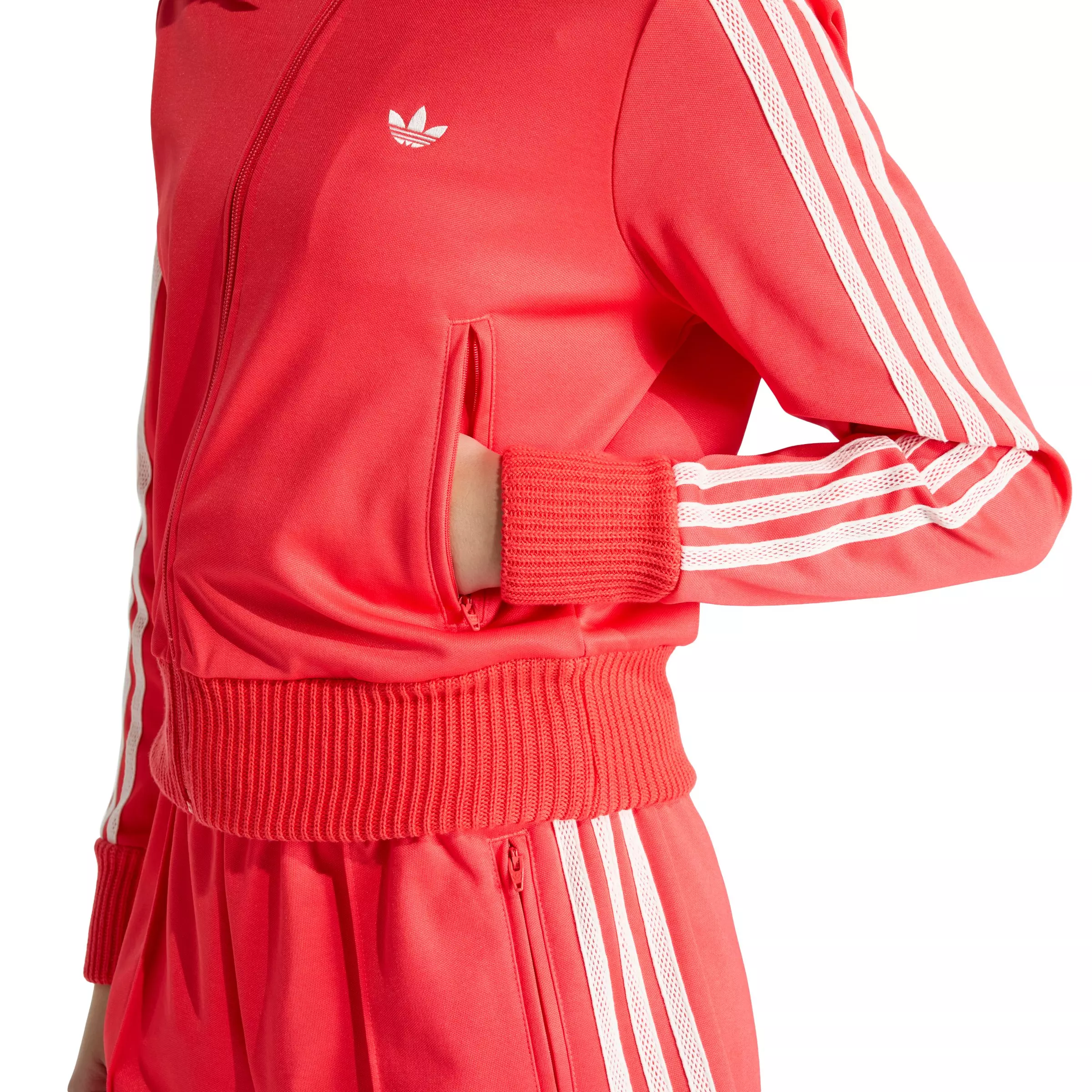 adidas Originals Women's Firebird Knitted Crochet Detail Jacket - Red - RED