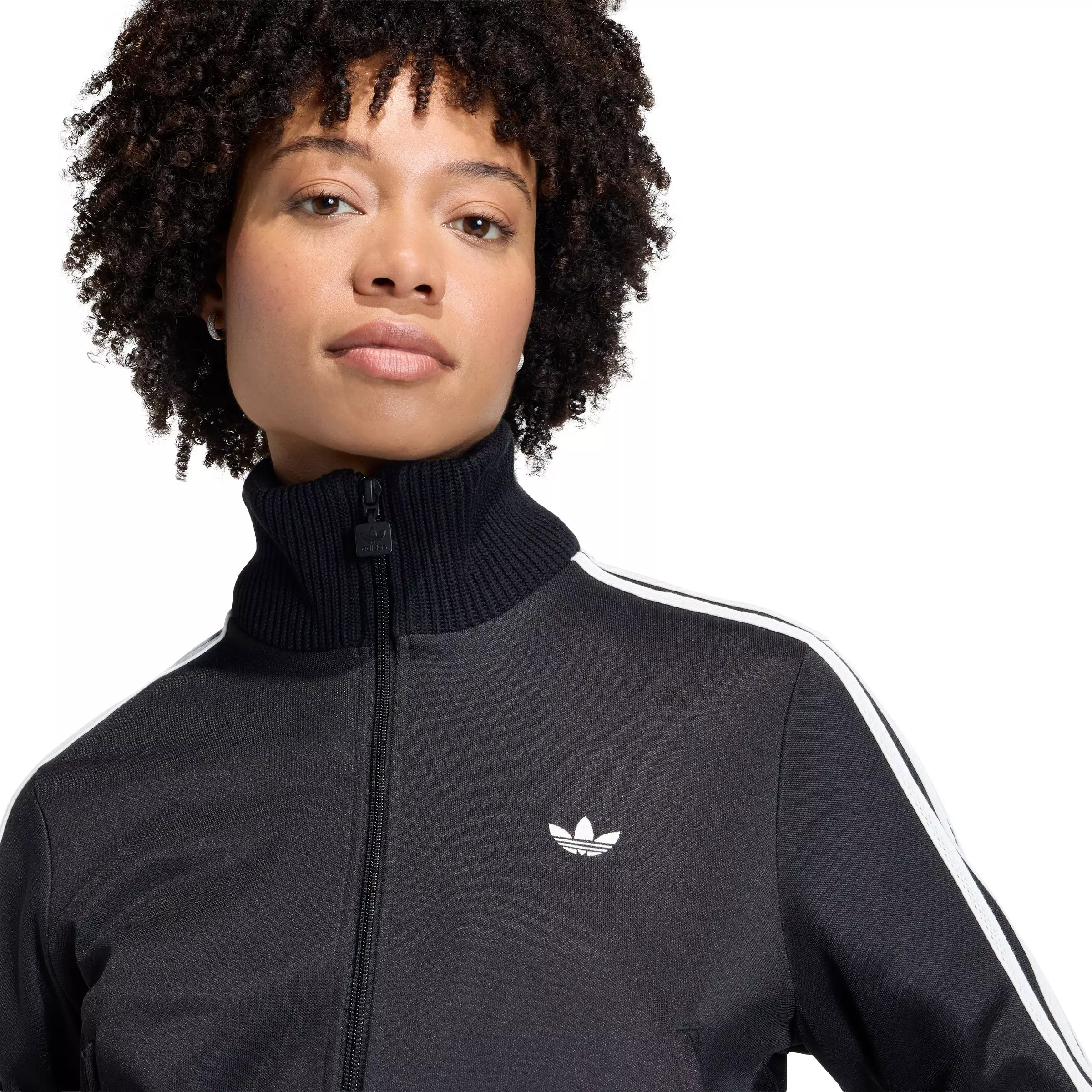 adidas Originals Women's Firebird Knitted Crochet Detail Jacket - Black - BLACK