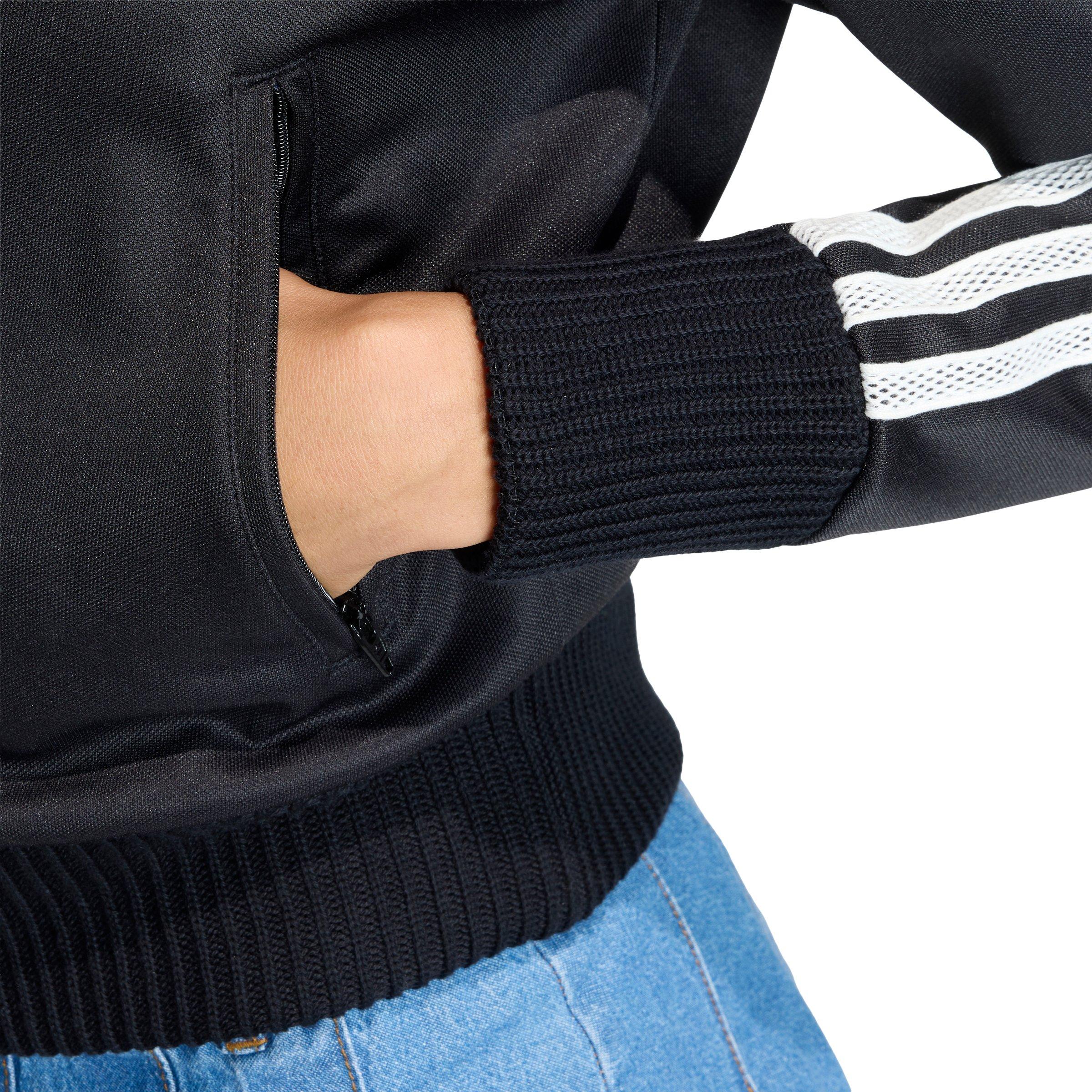 adidas Originals Women's Firebird Knitted Crochet Detail Jacket - Black - BLACK Thumbnail View 4