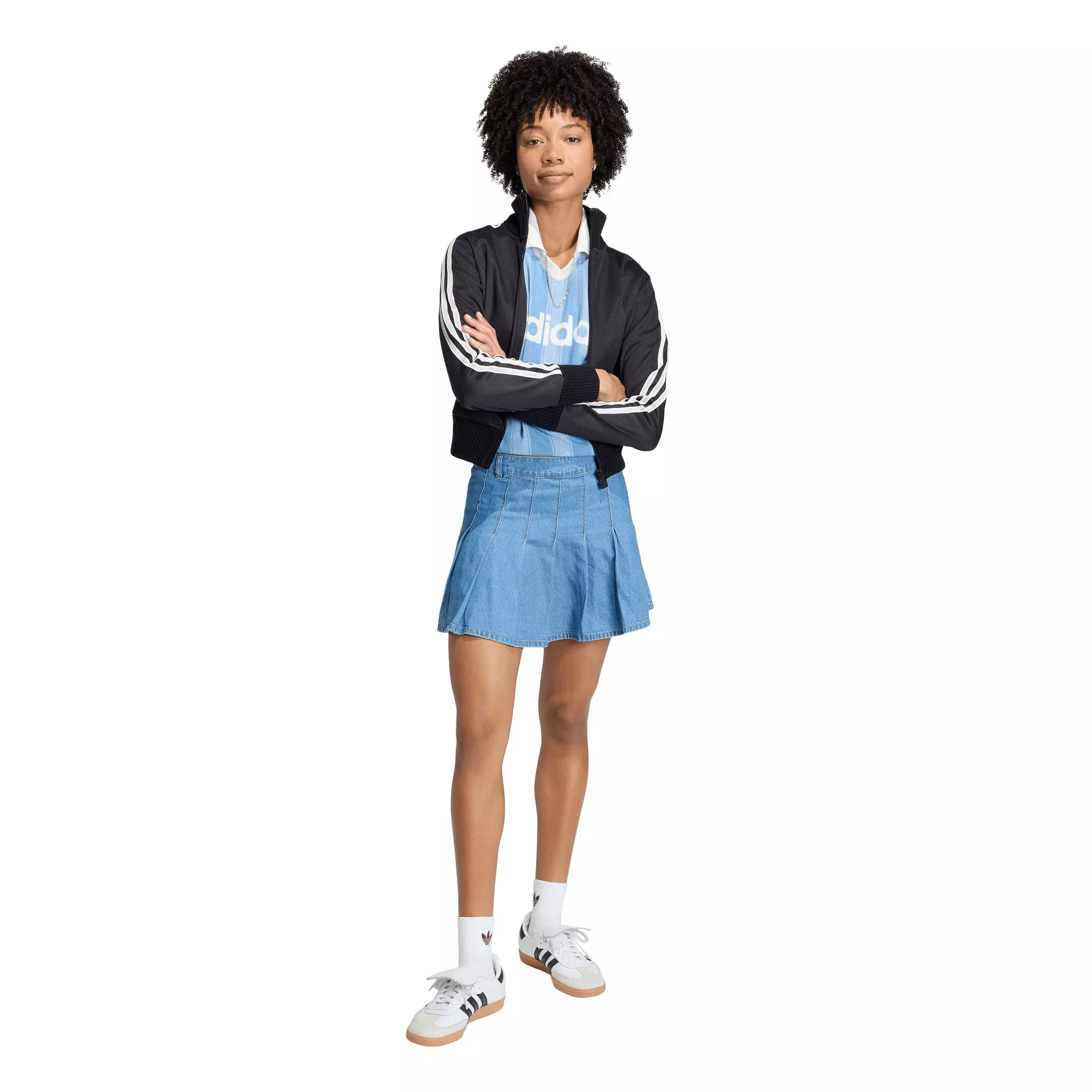 adidas Originals Women's Firebird Knitted Crochet Detail Jacket - Black - BLACK