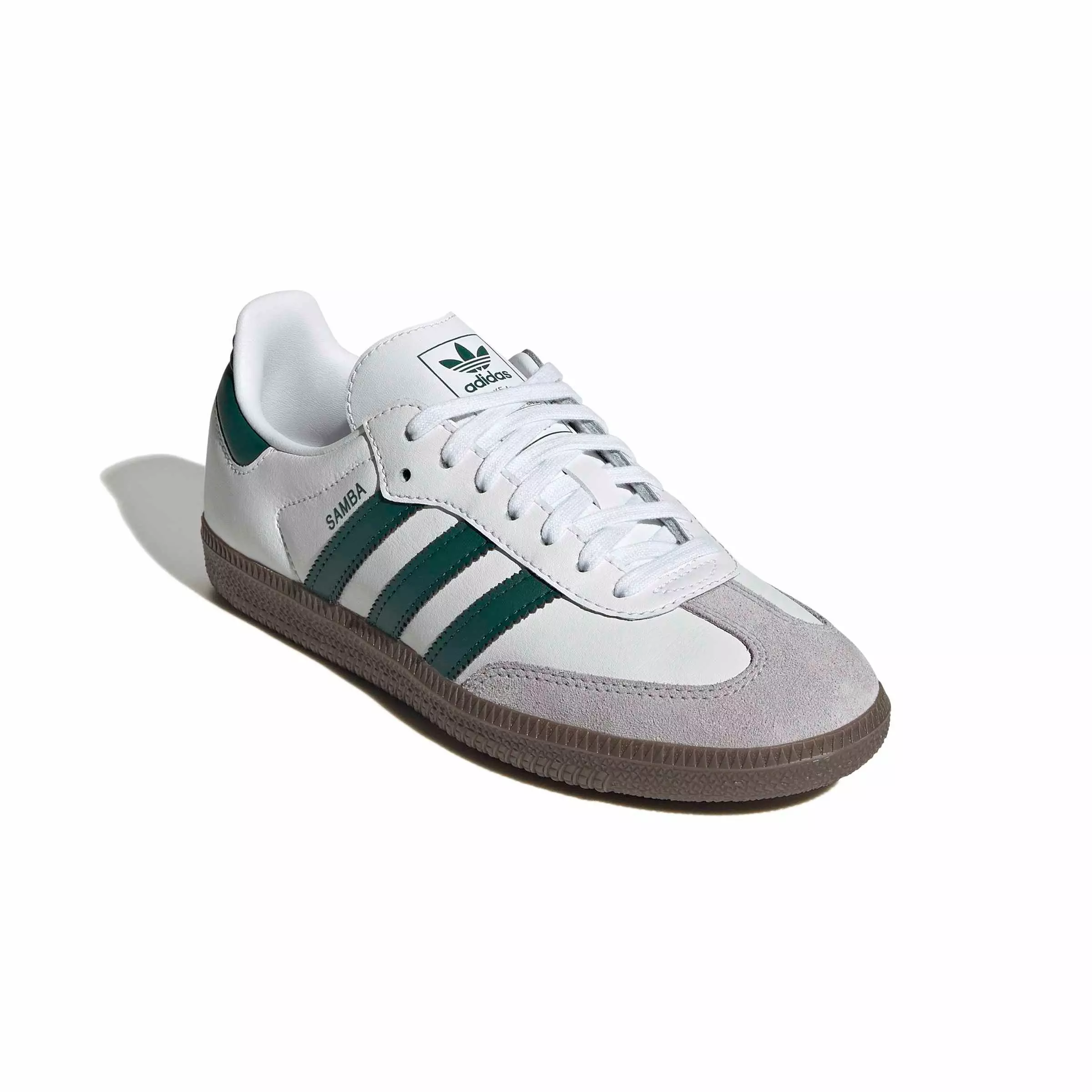 adidas Originals Samba OG "Ftwr White/Collegiate Green/Gum 5" Grade School Boys' Shoe - WHITE/GREEN/GUM