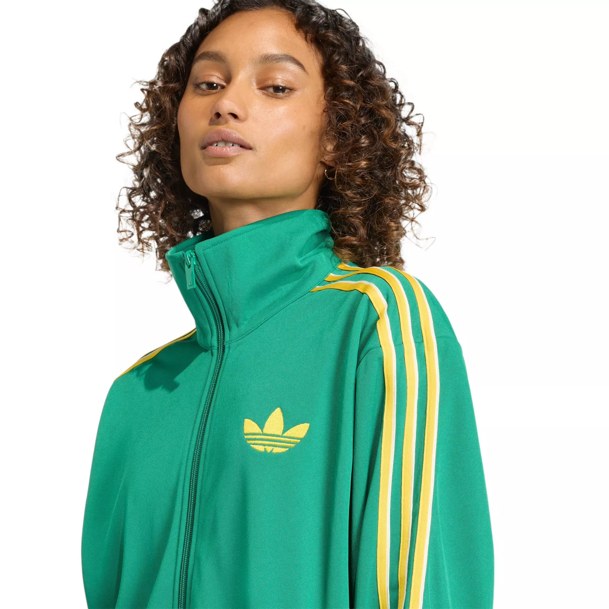 adidas Originals Women's Firebird Loose Track Jacket - Green/Yellow - GREEN/YELLOW