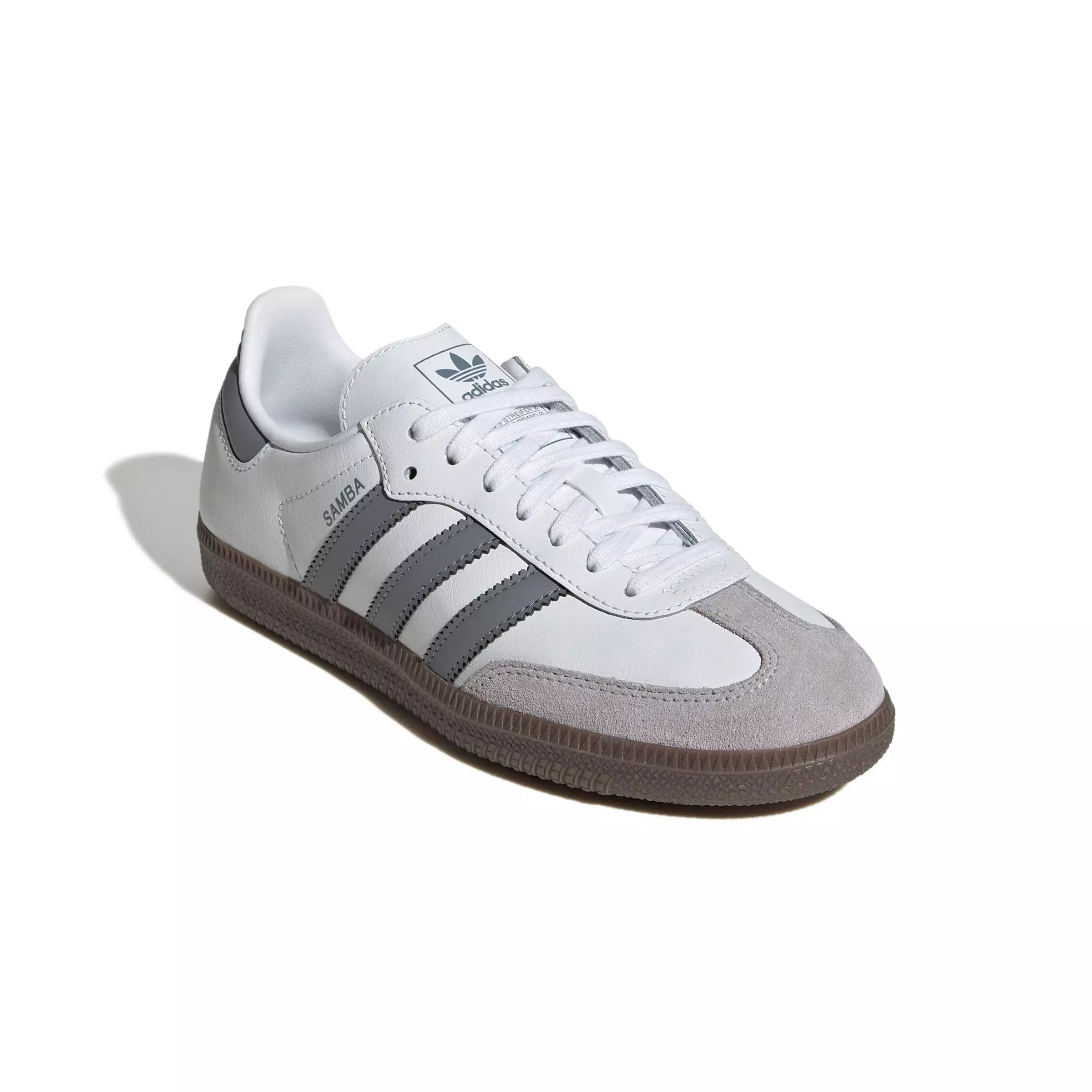 adidas Originals Samba OG "Ftwr White/Grey/Gum 5" Grade School Boys' Shoe - WHITE/GREY/GUM